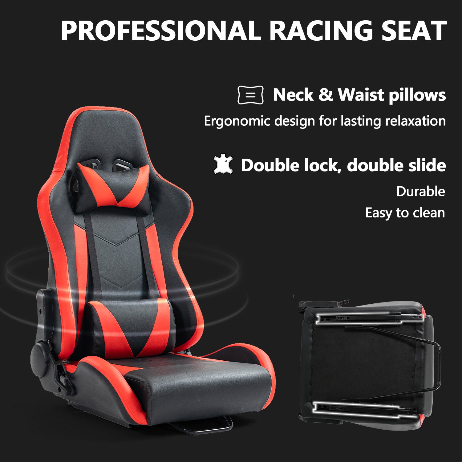 Minneer Racing Simulator Cockpit with Red Seat & Monitor Stand Fit Logitech Fanatec CSL-DD