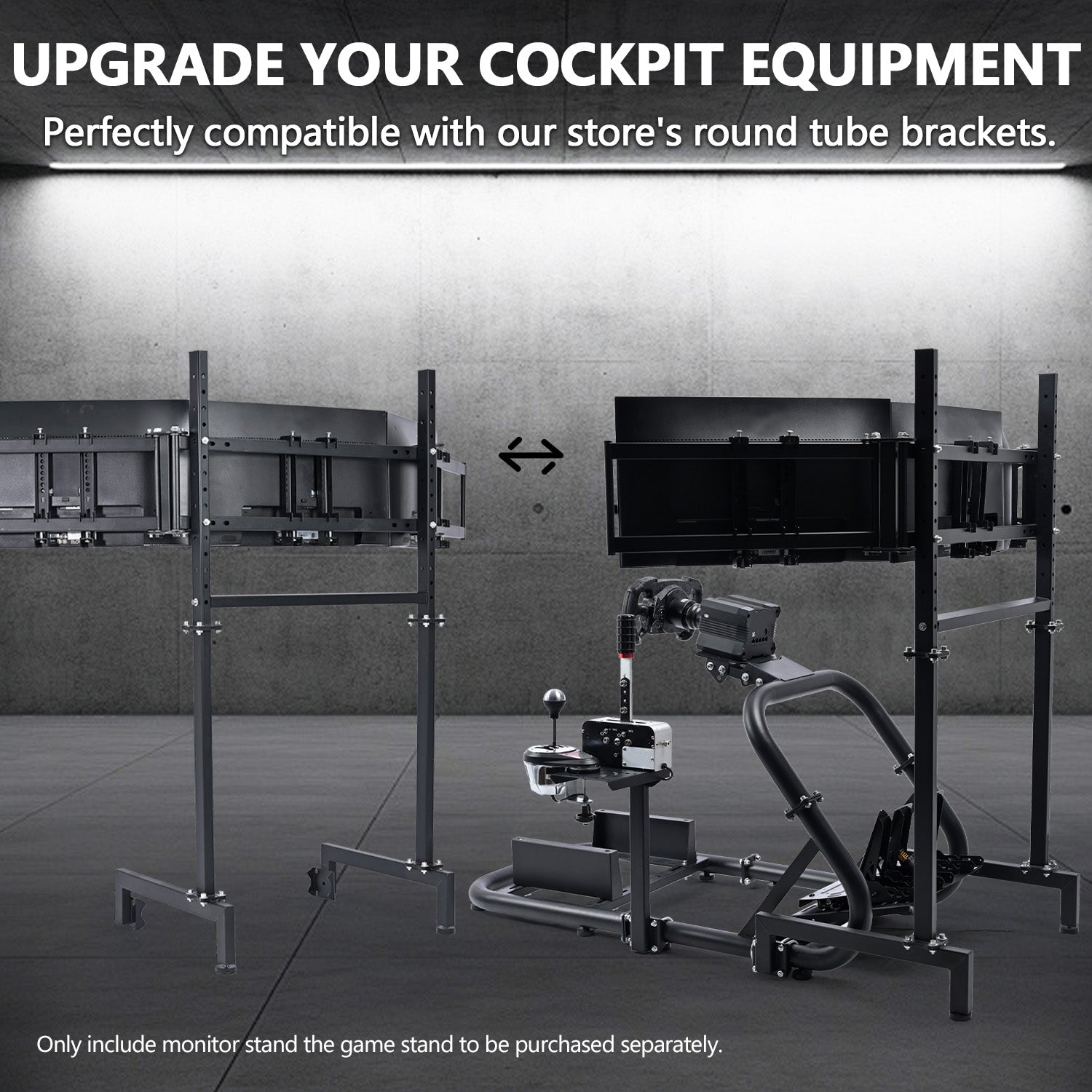 Minneer Triple Screen Monitor Stand For Round Tube Racing Simulator Cockpit
