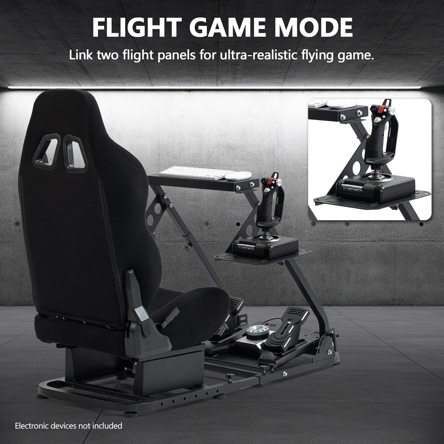 Minneer Flight Racing Sim Cockpit Foldable with Black Seat Fit Logitech X52 X56 Thrustmaster A10C HotasWarth