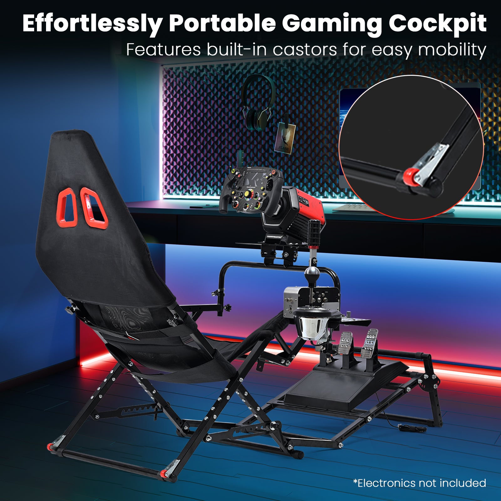 Minneer X-Type Foldable Racing Sim Cockpit – Adjustable & Universal Fit for Logitech G29, G920, G923, Thrustmaster T-GT II, T248 (Gear Not Included)