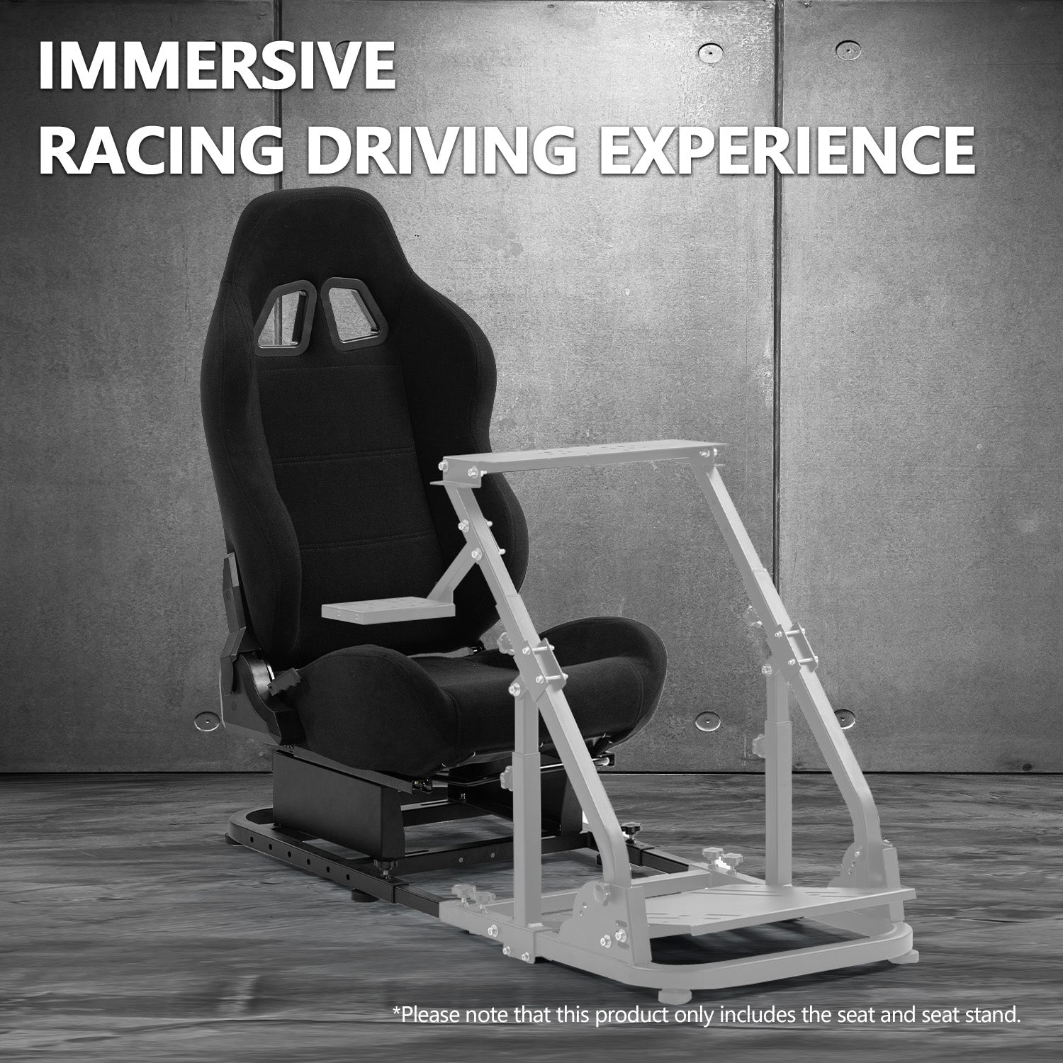 Minneer Racing Simulator Cockpit Seat Mount with black seat for Steering Wheel Stand Square Tube