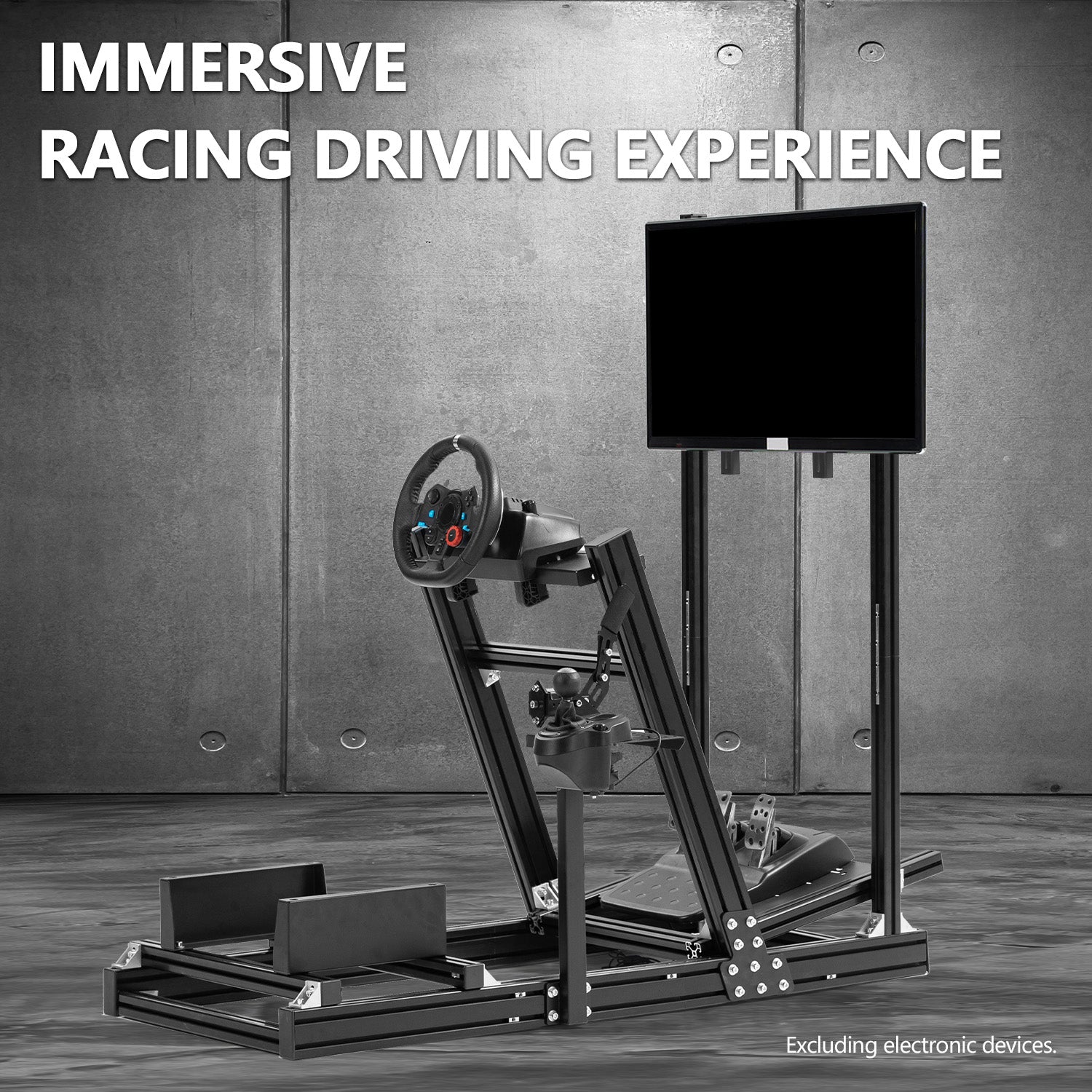 Minneer F1 Professional Racing Simulator Cockpit with TV Stand Fit Logitech