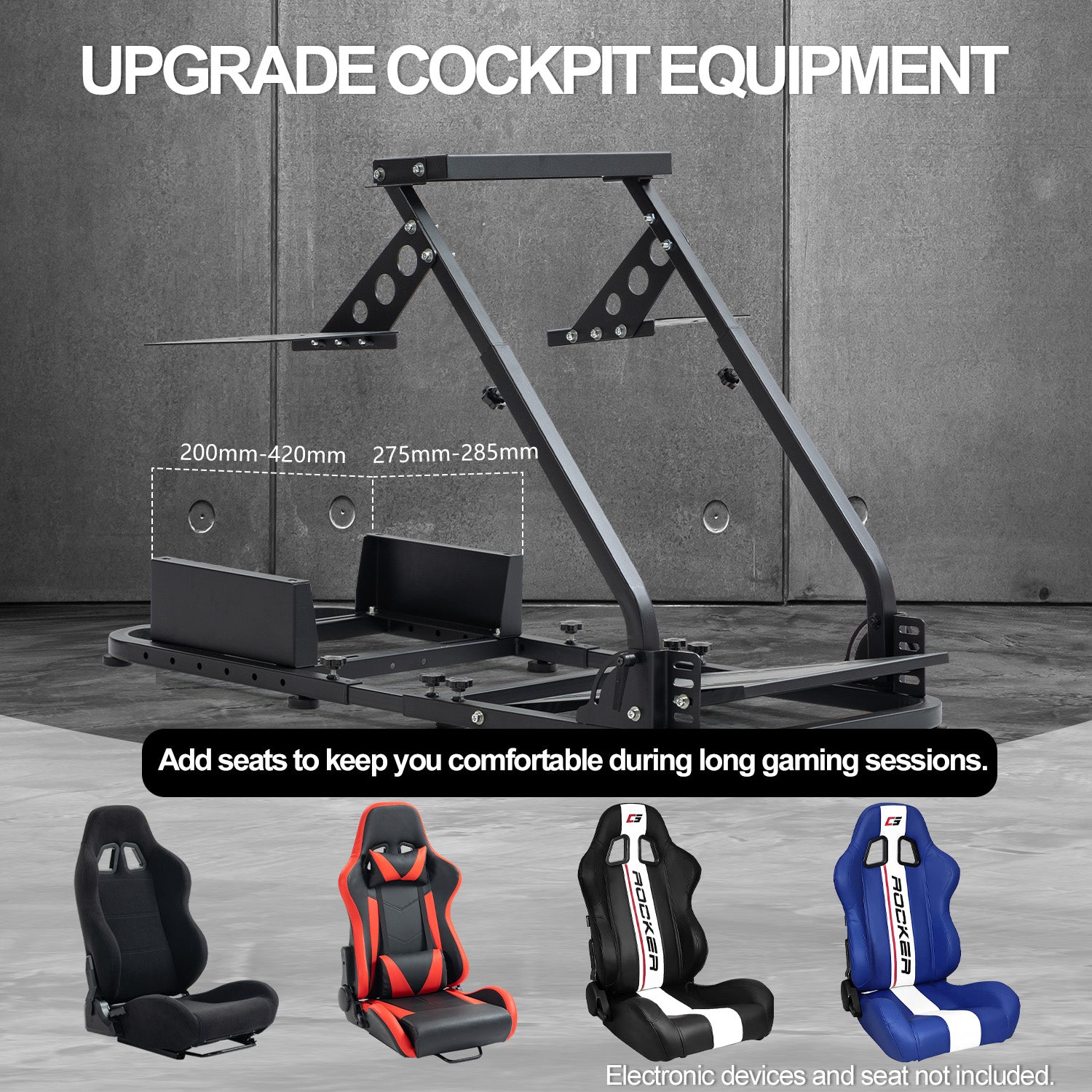 Minneer Flight Racing Simulator Cockpit Adjustable Fit Logitech X52 Thrustmaster A10C HotasWarth