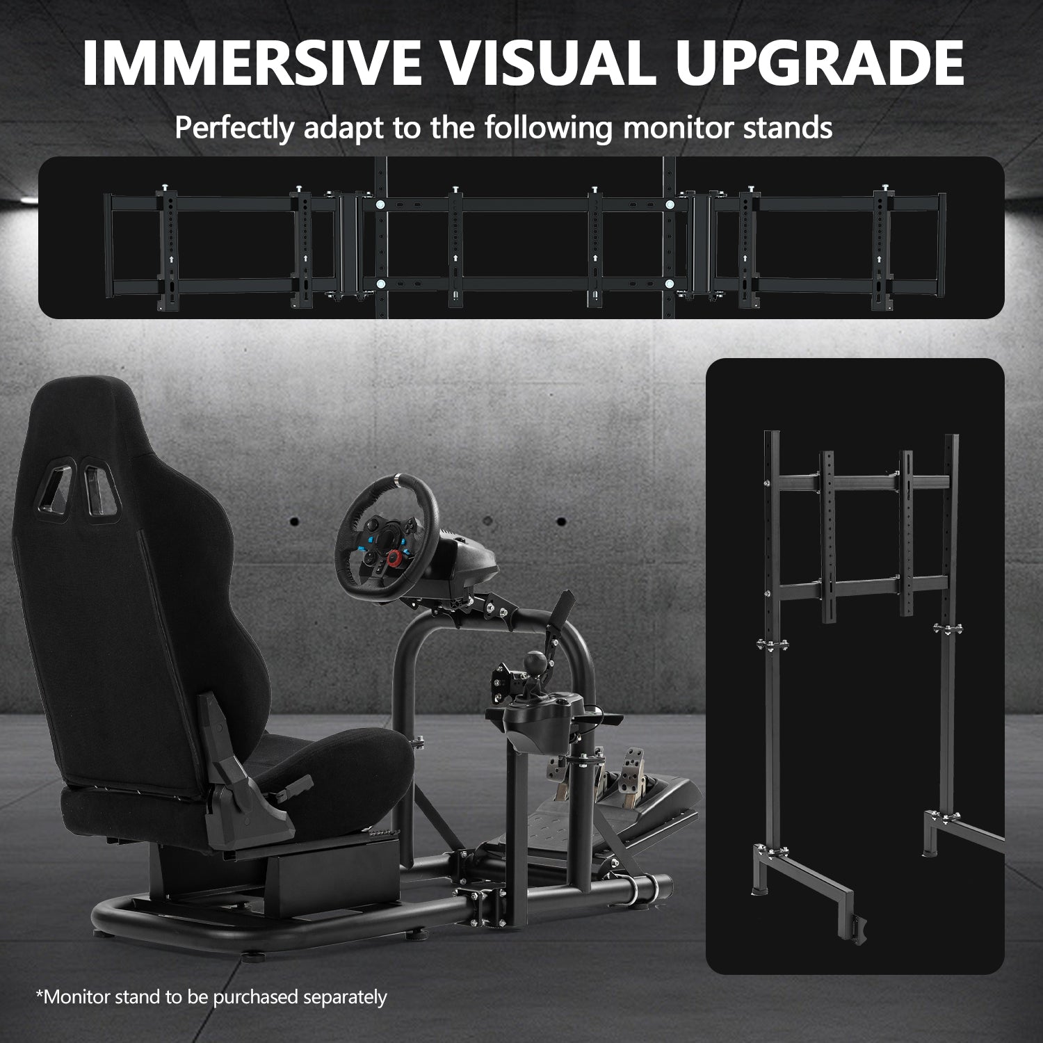 Minneer Driving Simulator Cockpit with Seat Fit Logitech G920 G923 Thrustmaster Fanatec