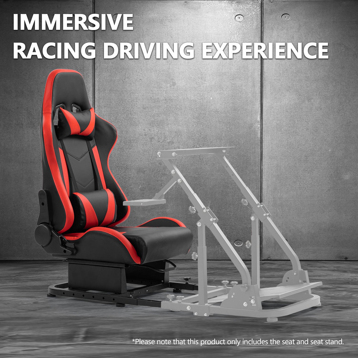 Minneer Racing Simulator Cockpit Seat Mount with red seat for Steering Wheel Stand Square Tube