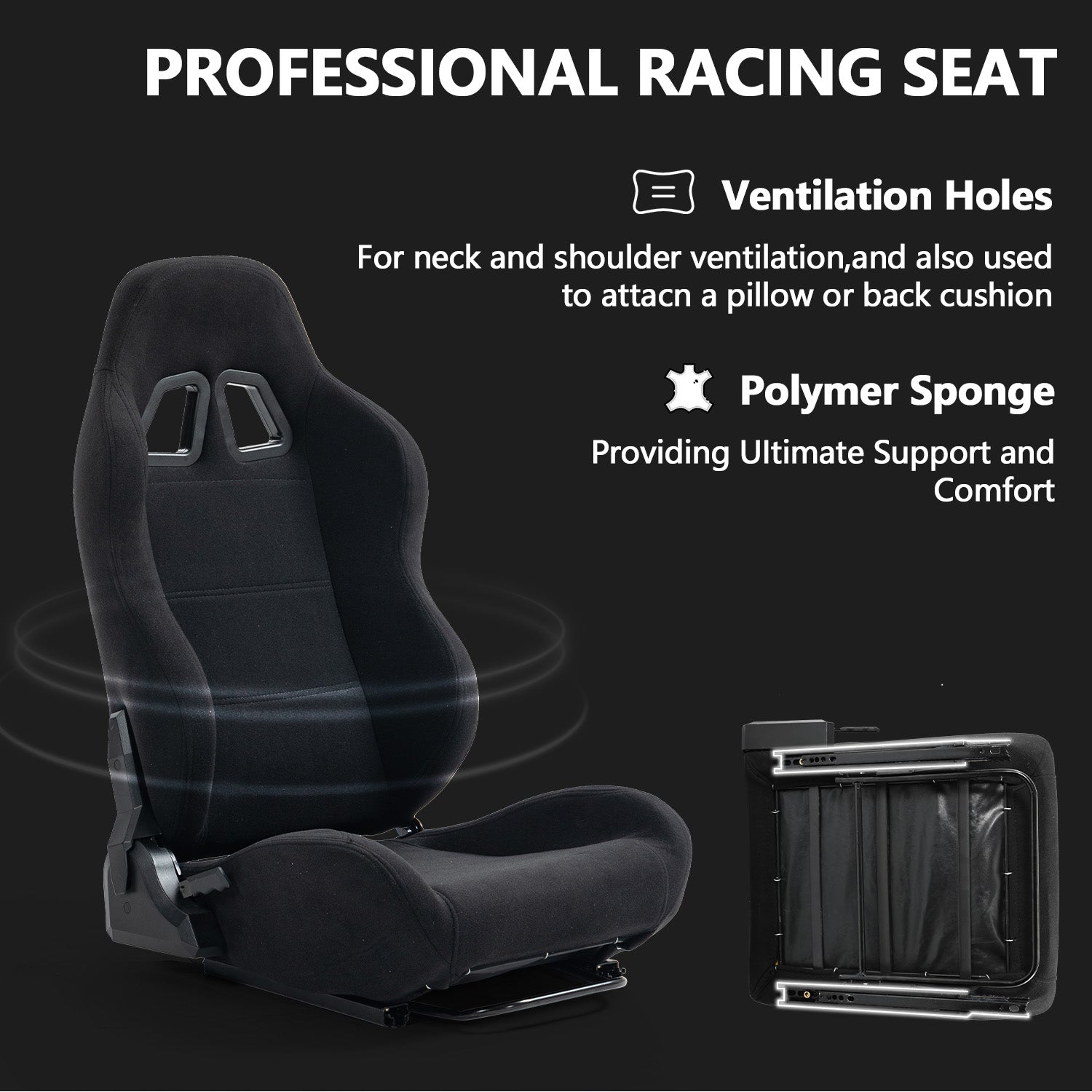 Minneer New Upgrade Racing Simulator Cockpit with Black Seat Fit Logitech Thrustmaster