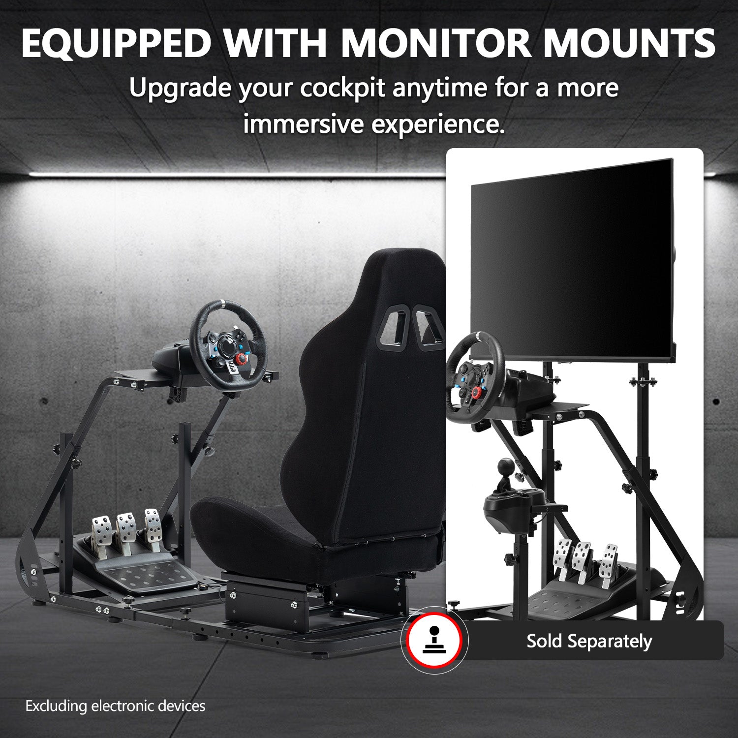Minneer Racing Simulator Cockpit with Gaming Seat Adjustable Fit Logitech GPRO Thrustmaster