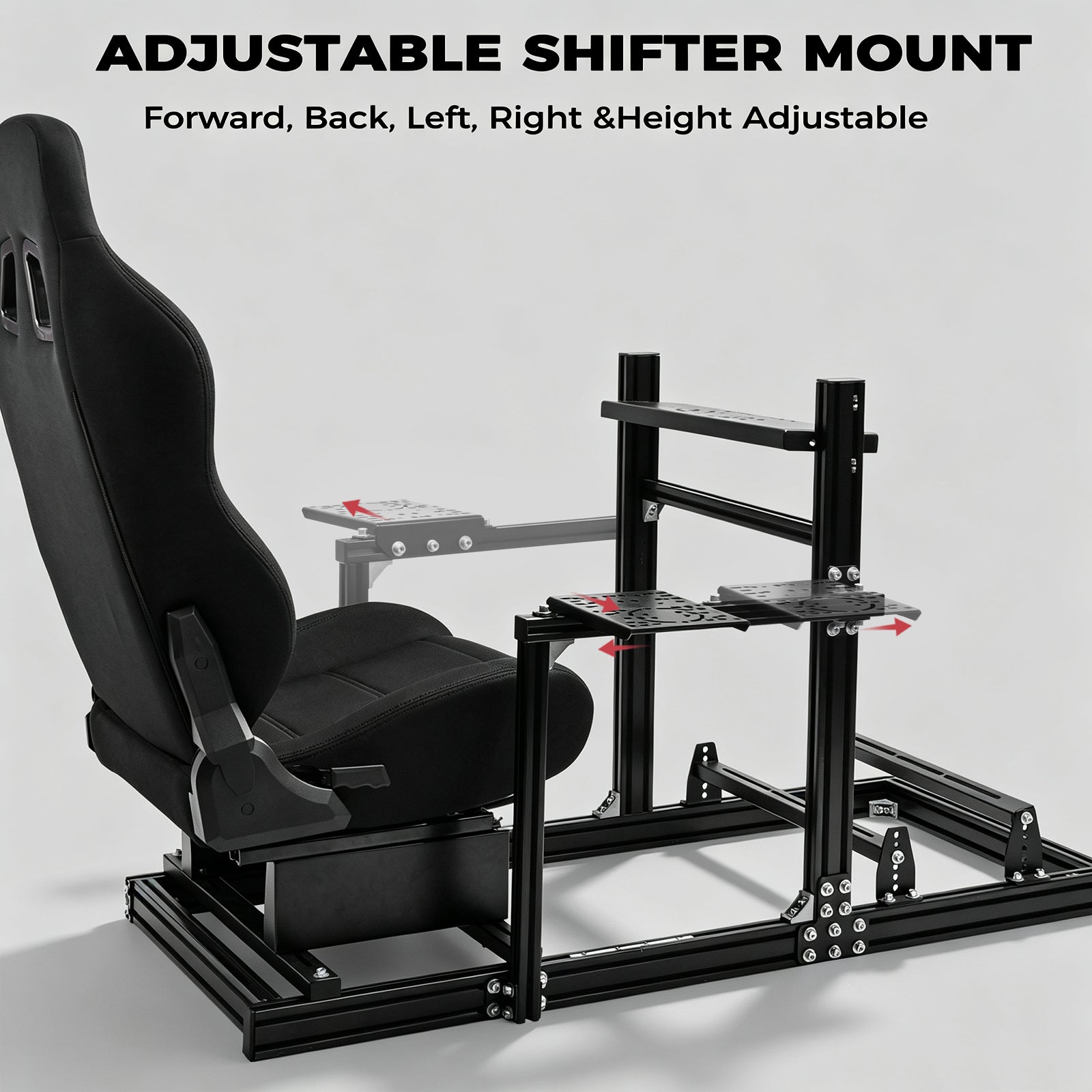 Minneer F1 3060 Aluminum  Profile Racing Sim Cockpit with Black Seat, Ultra Strength & Rigidity, Fit for Logitech G29 G923, Sim frame 3060, Not Include Steering Wheel,Pedals,Handbrake