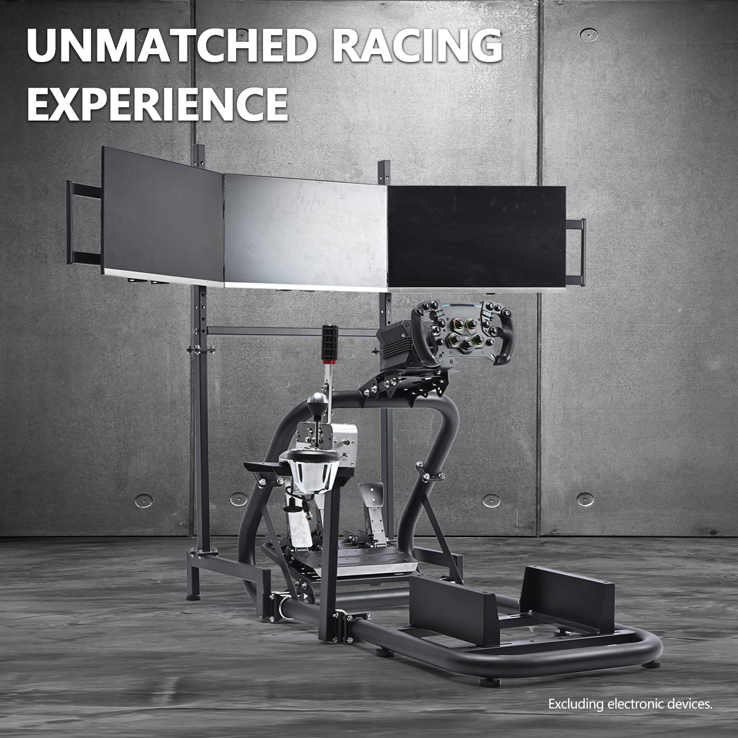 Minneer Racing Simulator Cockpit with Triple Screen Mount for Logitech / Fanuc / Thrustmaster G27 G923 G920, 50 mm Large Round Tube Driving Simulator Mount without Steering Wheel / Shift / Pedals / TV