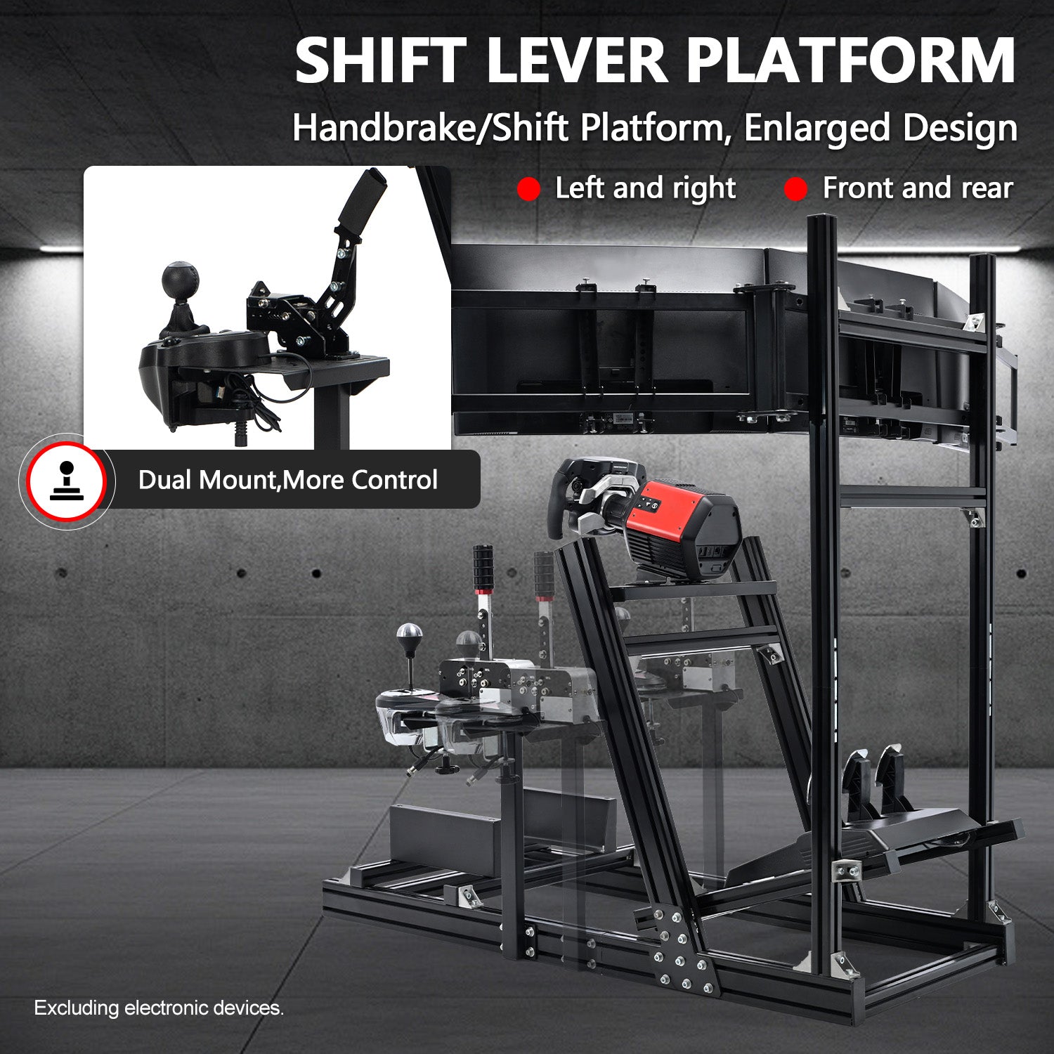 Minneer 4080 Aluminum Profile Sim Racing Cockpit with Triple Monitor Stand, Unlimited Adjustment, Suitable For Thrustmaster, Fanatec, Moza, Logitech g29 g920, Not Include Steering,TV,Wheel,Pedals,Handbrake