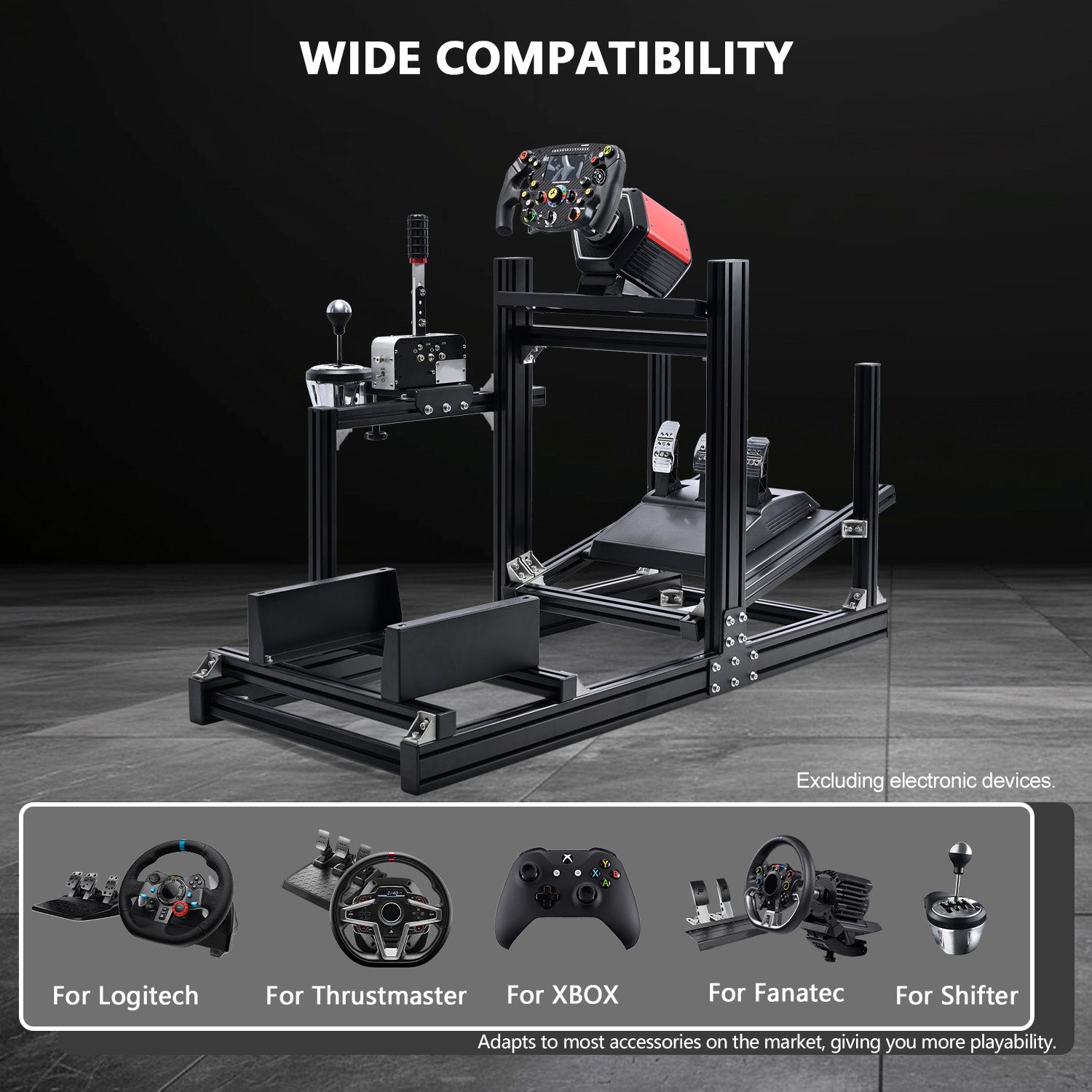 Minneer 4080 Aluminium Profile Racing Sim Cockpit, Ultra Strength & Rigidity, Fit for Logitech,Thrustmaster, Fanatec G29 G923 T248,  Not Include Steering Wheel,Pedals,Handbrake
