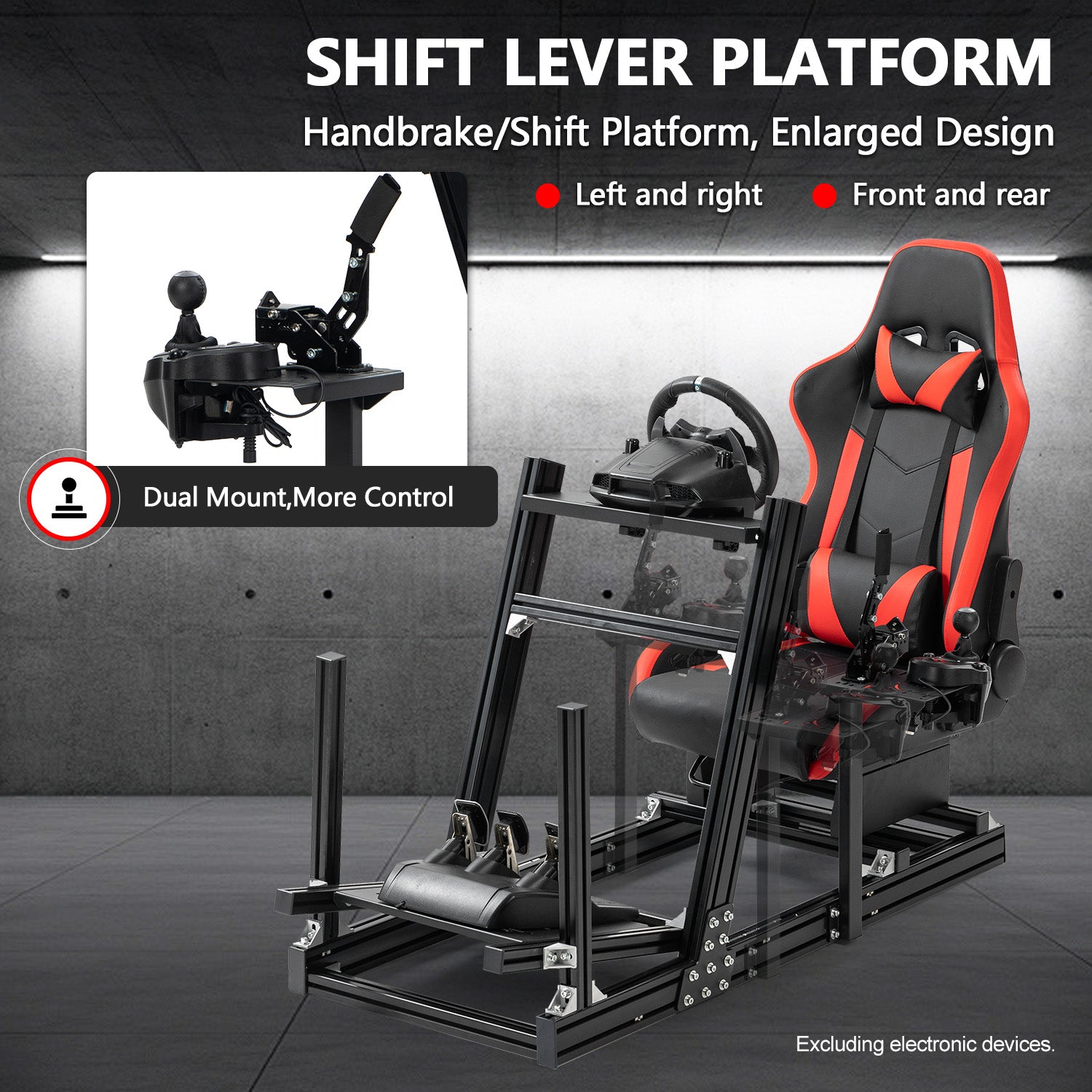 Minneer 4080 Aluminum Profile Racing Simulator Cockpit with Red Seat, Fully Adjustability, Fit for Logitech G920 & G923, Xbox, Thrustmaster T300Rs, Sim Frame 8040, without Steering Wheel, Pedals and Handbrak