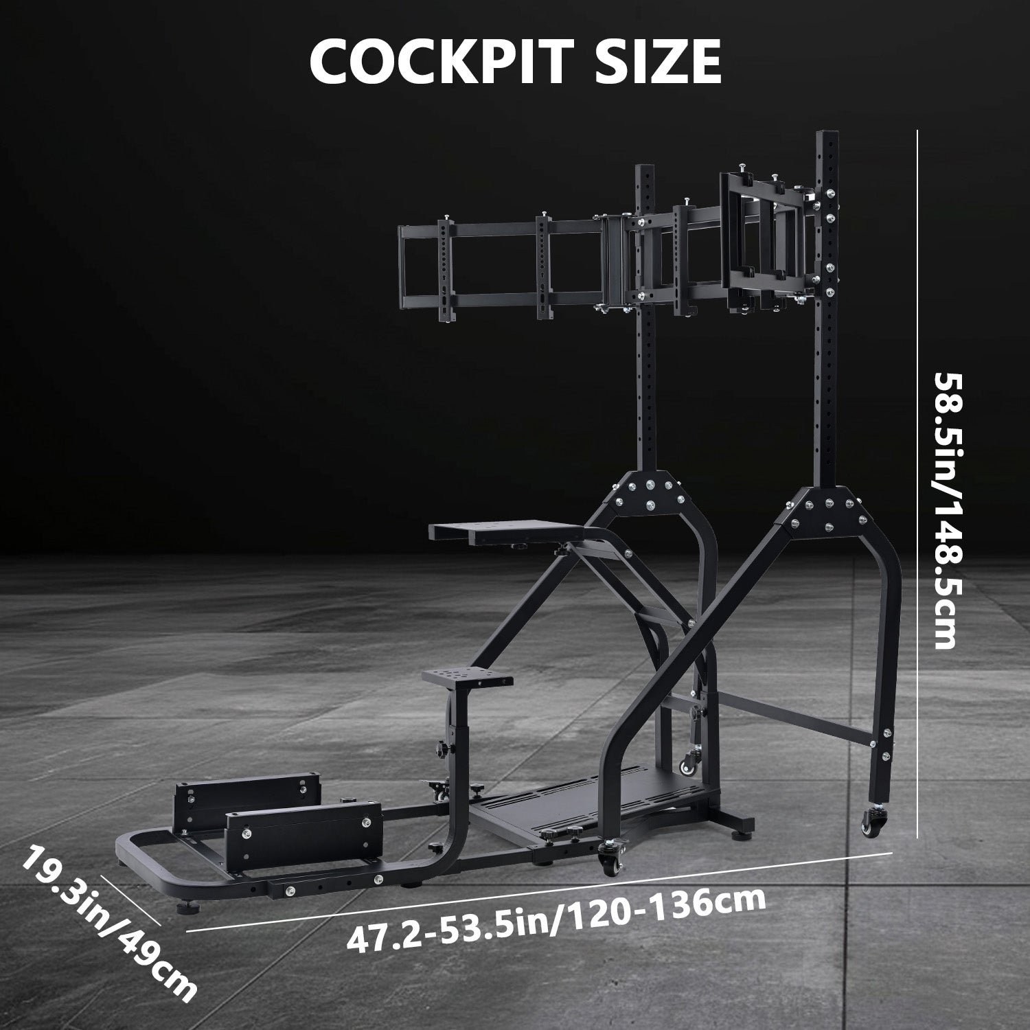 Minneer Steering Wheel Stand Racing Cockpit with Triple Monitor stand ,Unobstructed Design for Both Legs,Fit for Logitech/Thrustmaster G29,G920,G923,G25&T300RS,T80,T150 Adjustable, No Steering Wheel, Handbra