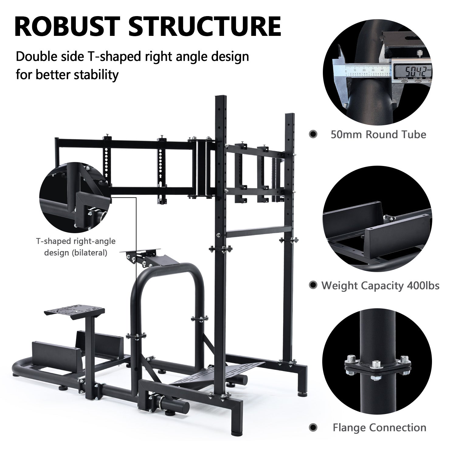 Minneer Driving Simulator Cockpit with Triple Monitor Mount ,Fully Adjustability, Fit for Logitech,Thrustmaster, Fanatec G29 G923 T248,  Not Include Steering Wheel,Pedals,Handbrake