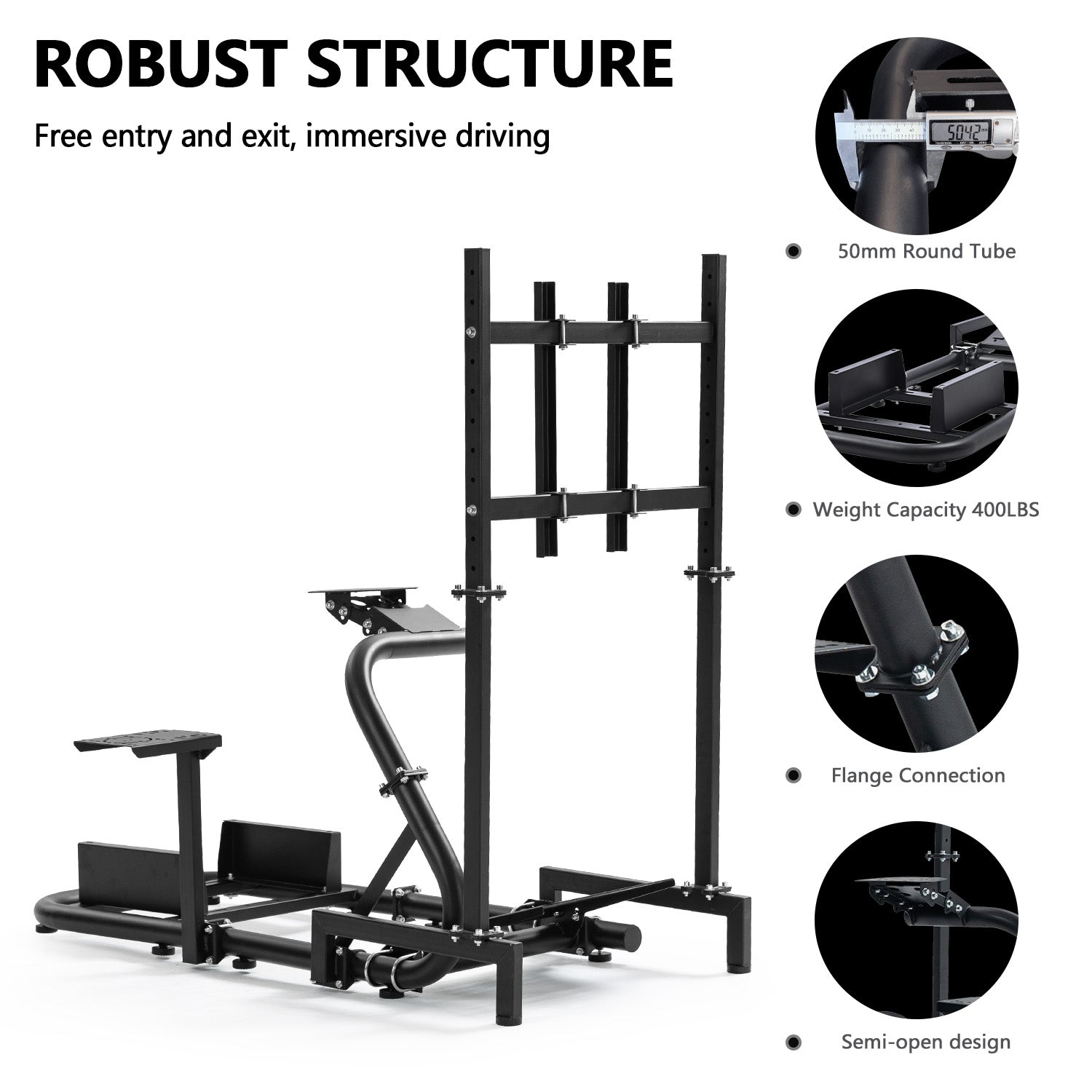 Minneer Racing Sim Cockpit, Fully Adjustability, Fit for Logitech,Thrustmaster,G29 G923 T248,  Not Include Steering Wheel,Pedals,Handbrake