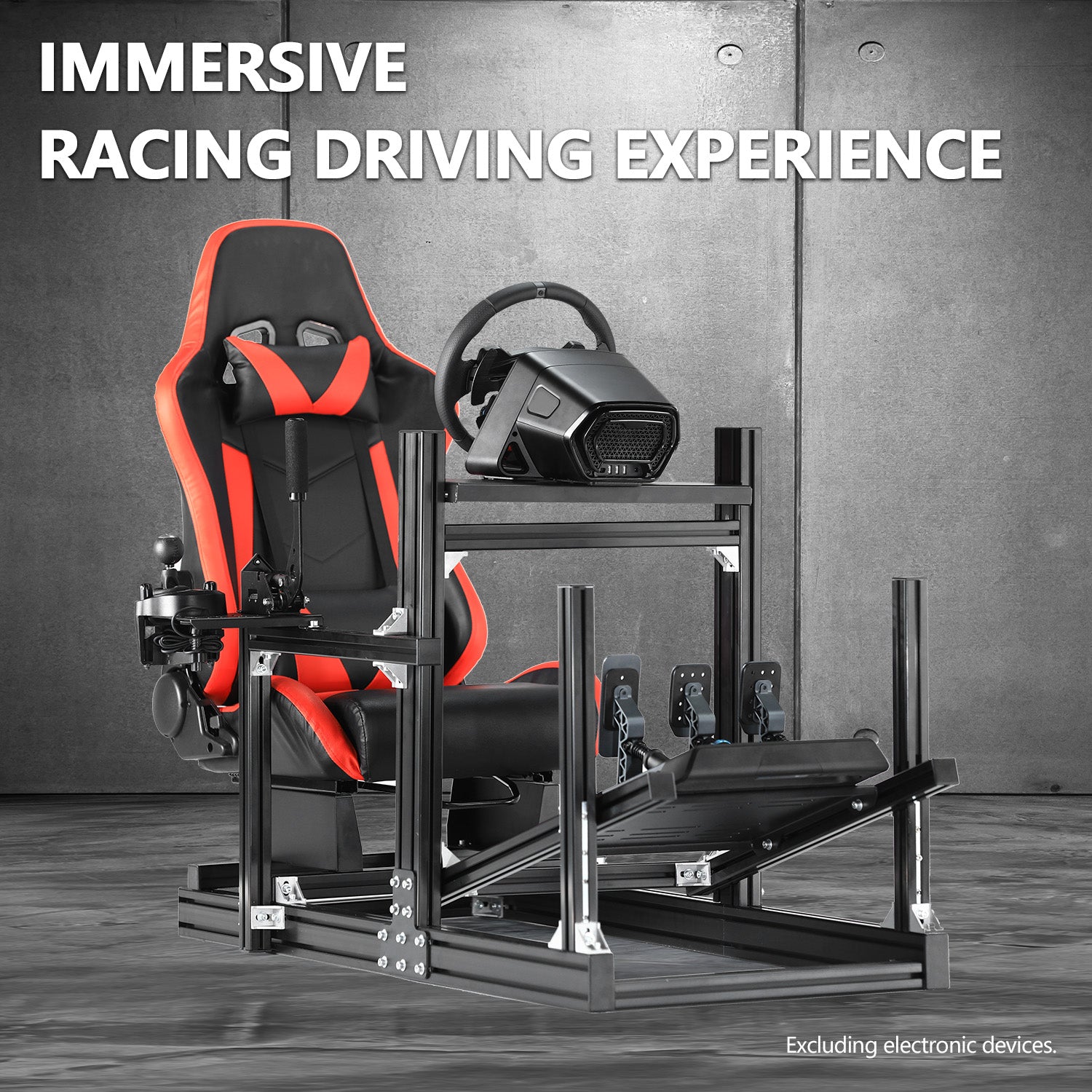Minneer 4080 Aluminium Profile Racing Sim Cockpit with Red Seat, Fully Adjustability, Fit for Logitech,Thrustmaster, Fanatec G29 G923 T248,  Not Include Steering Wheel,Pedals,Handbrake