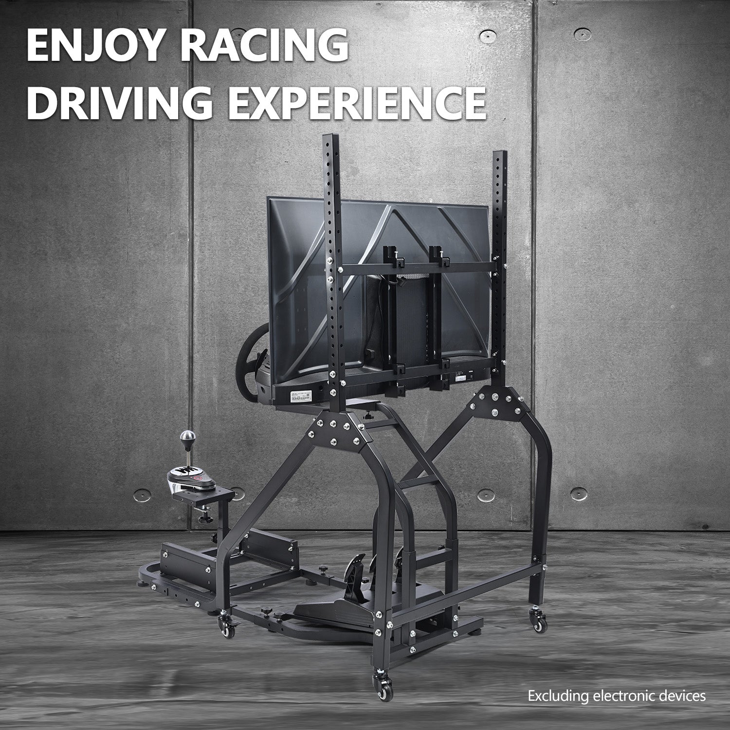 Minneer Steering Wheel Stand Racing Cockpit with Monitor Stand, Unobstructed Design for Both Legs Fit for Logitech/Thrustmaster G29,G920,G923,G25&T300RS,T80,T150 Adjustable No Steering Wheel, Handbrake, Pedals and Monitor