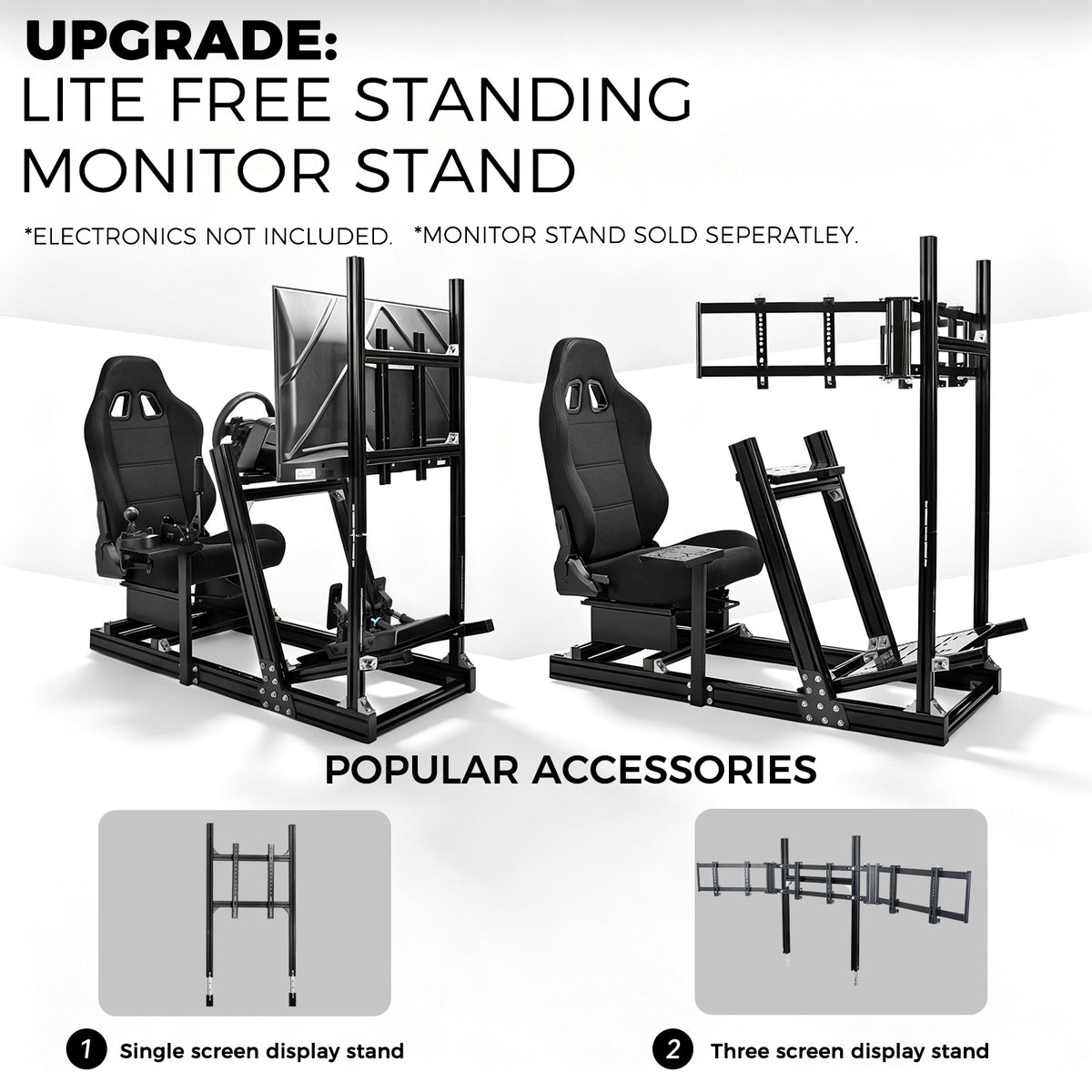 Minneer Racing Simulaor Cockpit 4080 Aluminum Profile with Black Seat , Unlimited Adjustment, Fit for Logitech/Thrustmaster/Fanatec/Moza G920,G923 ,No Handbrake,Pedals,Steering Wheel