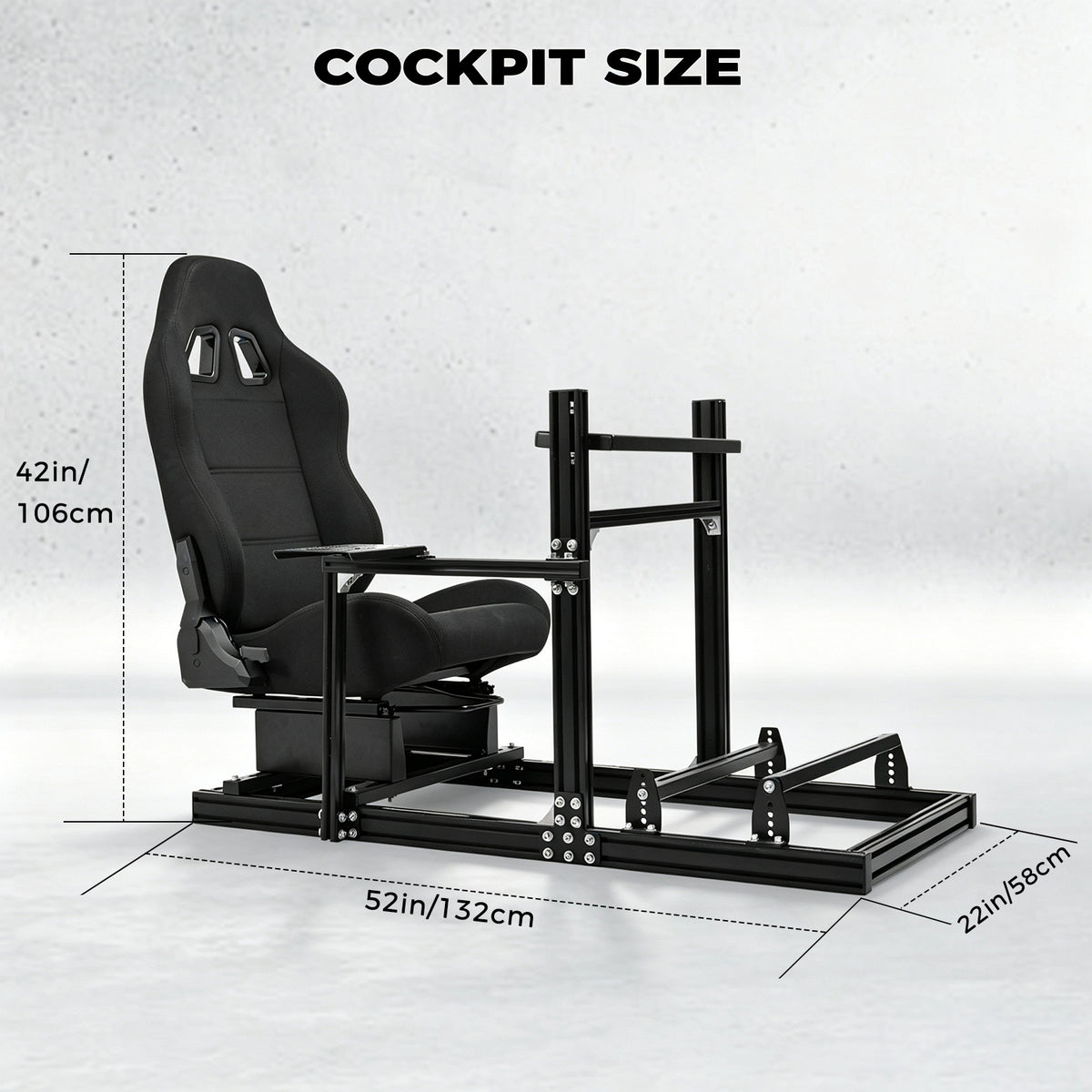 Minneer F1 3060 Aluminum  Profile Racing Sim Cockpit with Black Seat, Ultra Strength & Rigidity, Fit for Logitech G29 G923, Sim frame 3060, Not Include Steering Wheel,Pedals,Handbrake