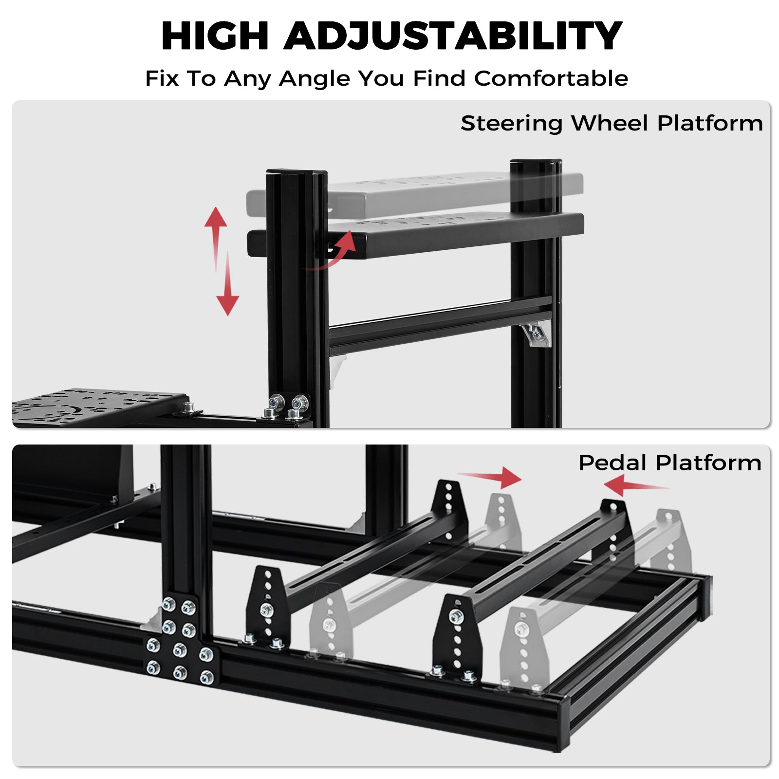 Minneer F1 3060 Aluminum  Profile Racing Sim Cockpit with Black Seat, Ultra Strength & Rigidity, Fit for Logitech G29 G923, Sim frame 3060, Not Include Steering Wheel,Pedals,Handbrake