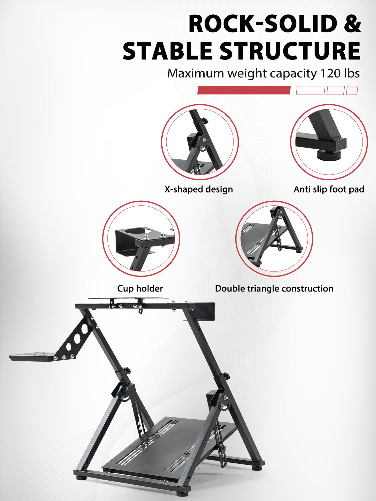 Minneer Foldable Racing Simulator Stand Fits for Logitech/Thrustmaster