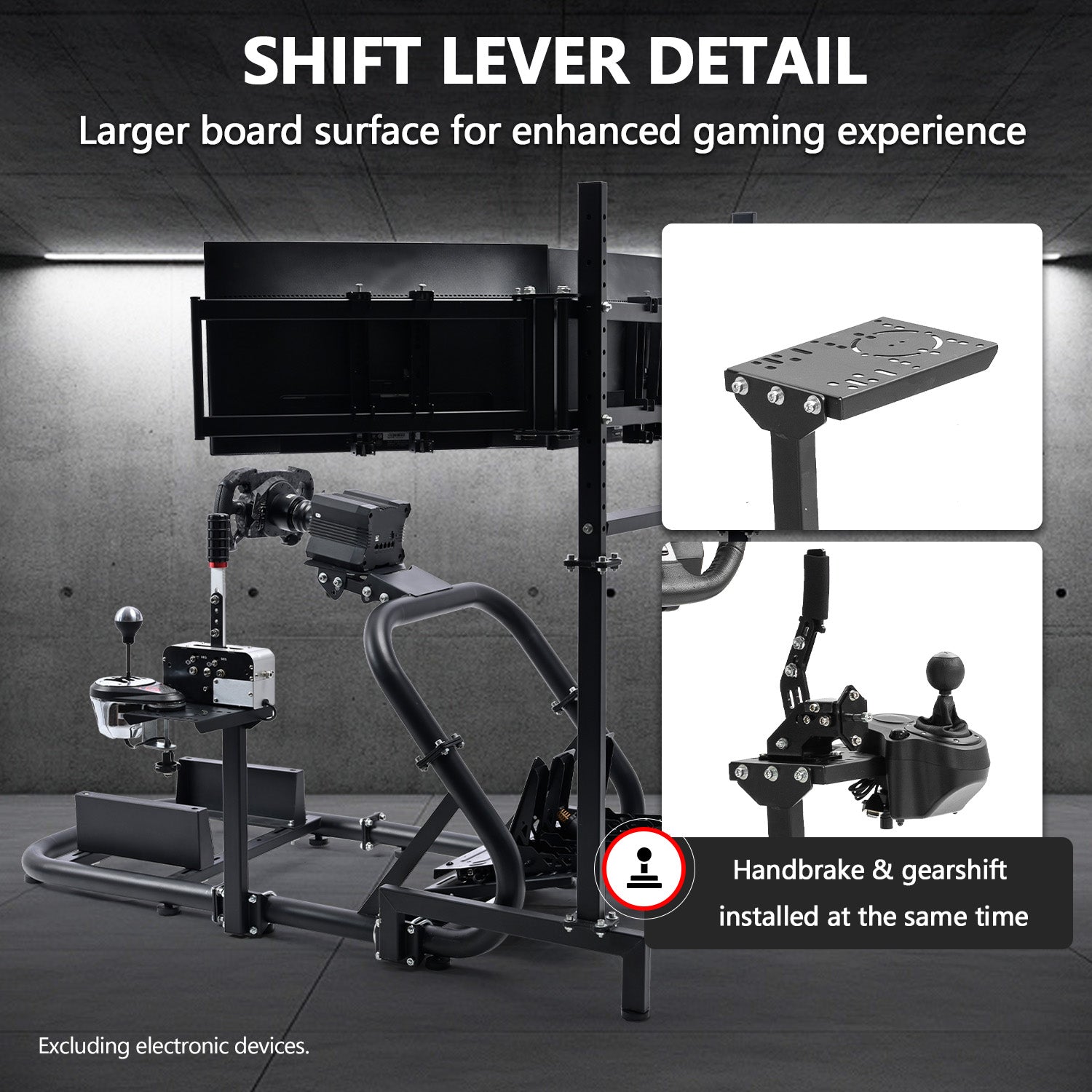 Minneer Racing Simulator Cockpit with Triple Screen Mount for Logitech / Fanuc / Thrustmaster G27 G923 G920, 50 mm Large Round Tube Driving Simulator Mount without Steering Wheel / Shift / Pedals / TV