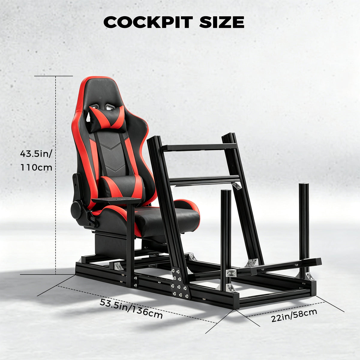 Minneer 4080 Aluminum Profile Racing Simulator Cockpit with Red Seat, Fully Adjustability, Fit for Logitech G920 & G923, Xbox, Thrustmaster T300Rs, Sim Frame 8040, without Steering Wheel, Pedals and Handbrak