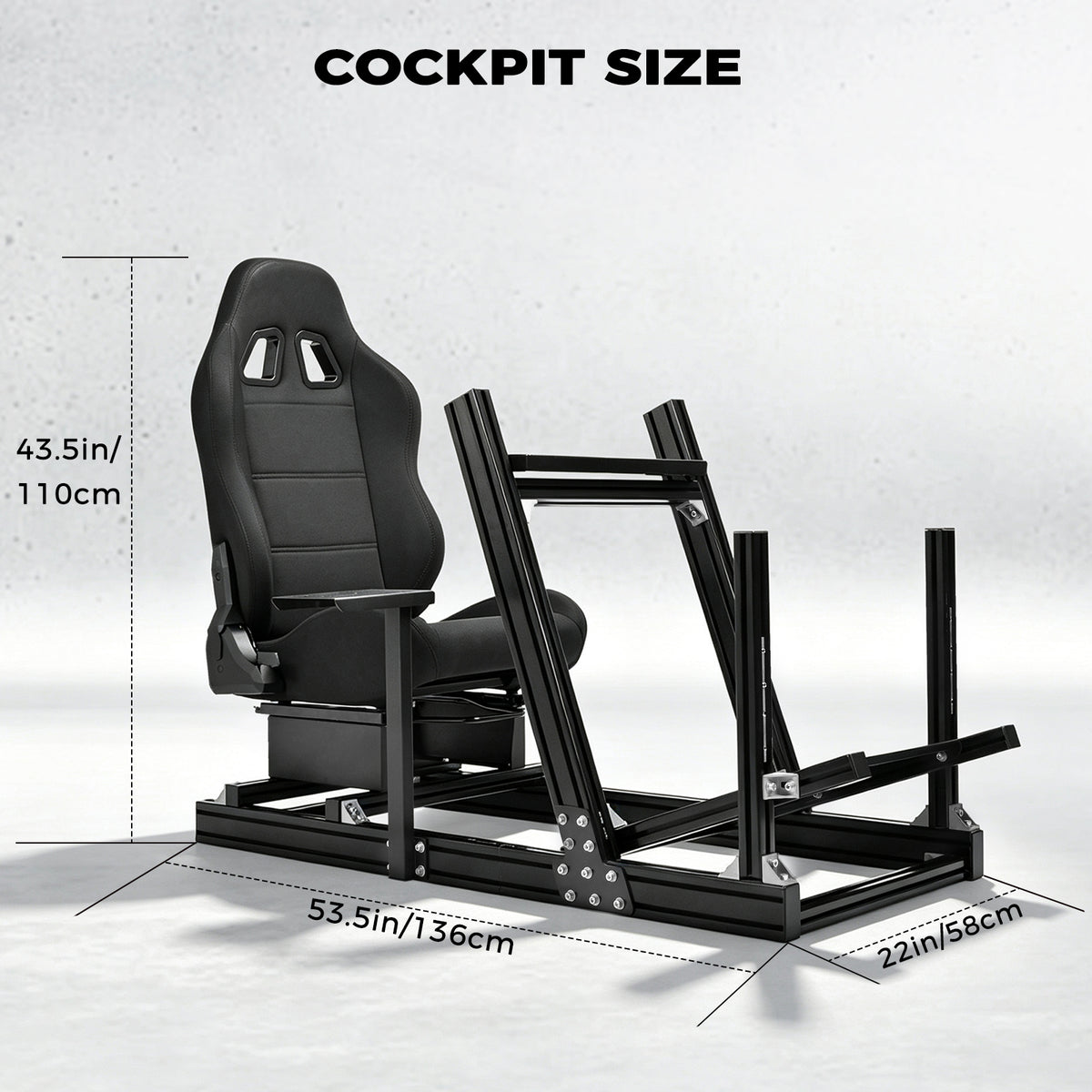Minneer Racing Simulaor Cockpit 4080 Aluminum Profile with Black Seat , Unlimited Adjustment, Fit for Logitech/Thrustmaster/Fanatec/Moza G920,G923 ,No Handbrake,Pedals,Steering Wheel
