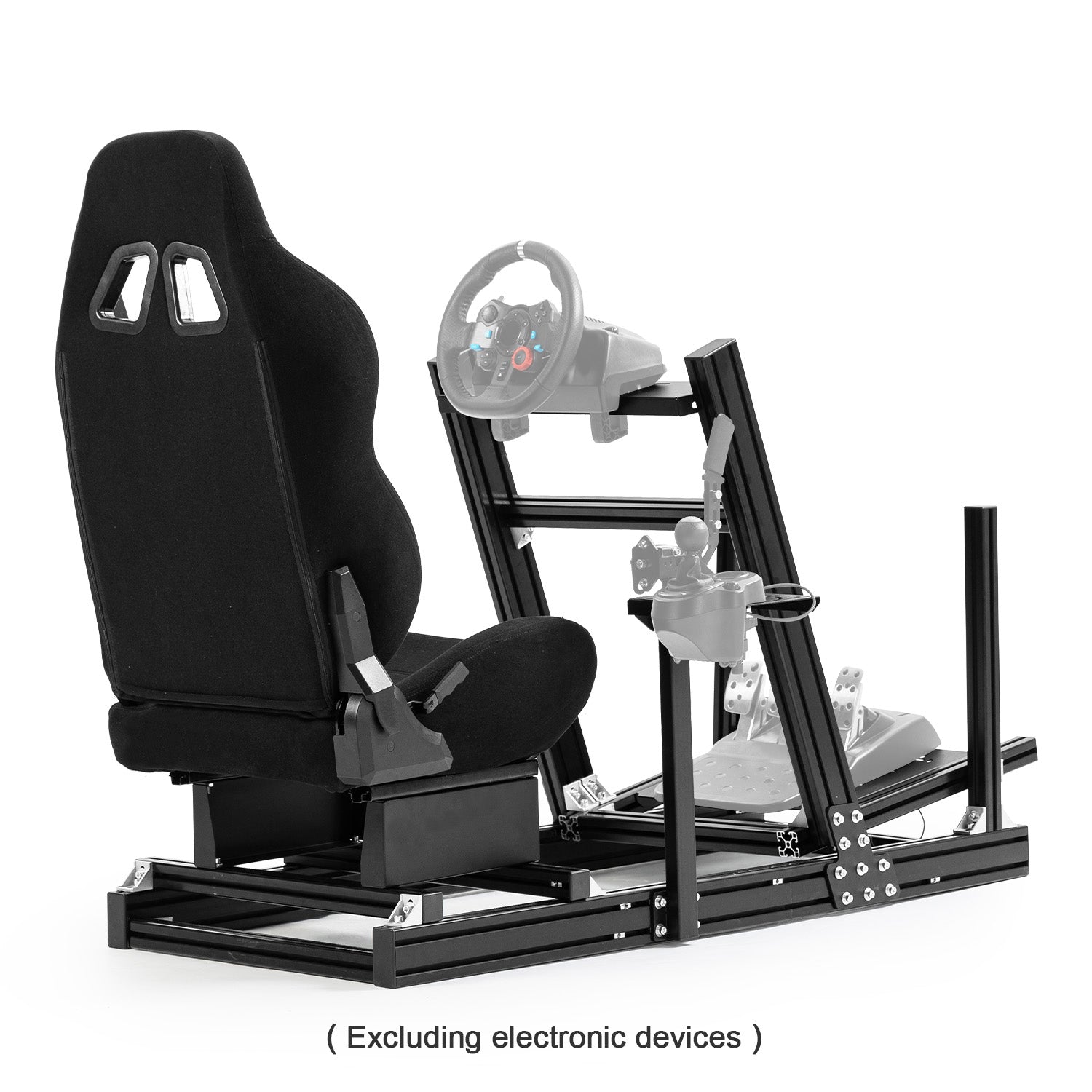 Minneer Racing Simulaor Cockpit 4080 Aluminum Profile with Black Seat , Unlimited Adjustment, Fit for Logitech/Thrustmaster/Fanatec/Moza G920,G923 ,No Handbrake,Pedals,Steering Wheel