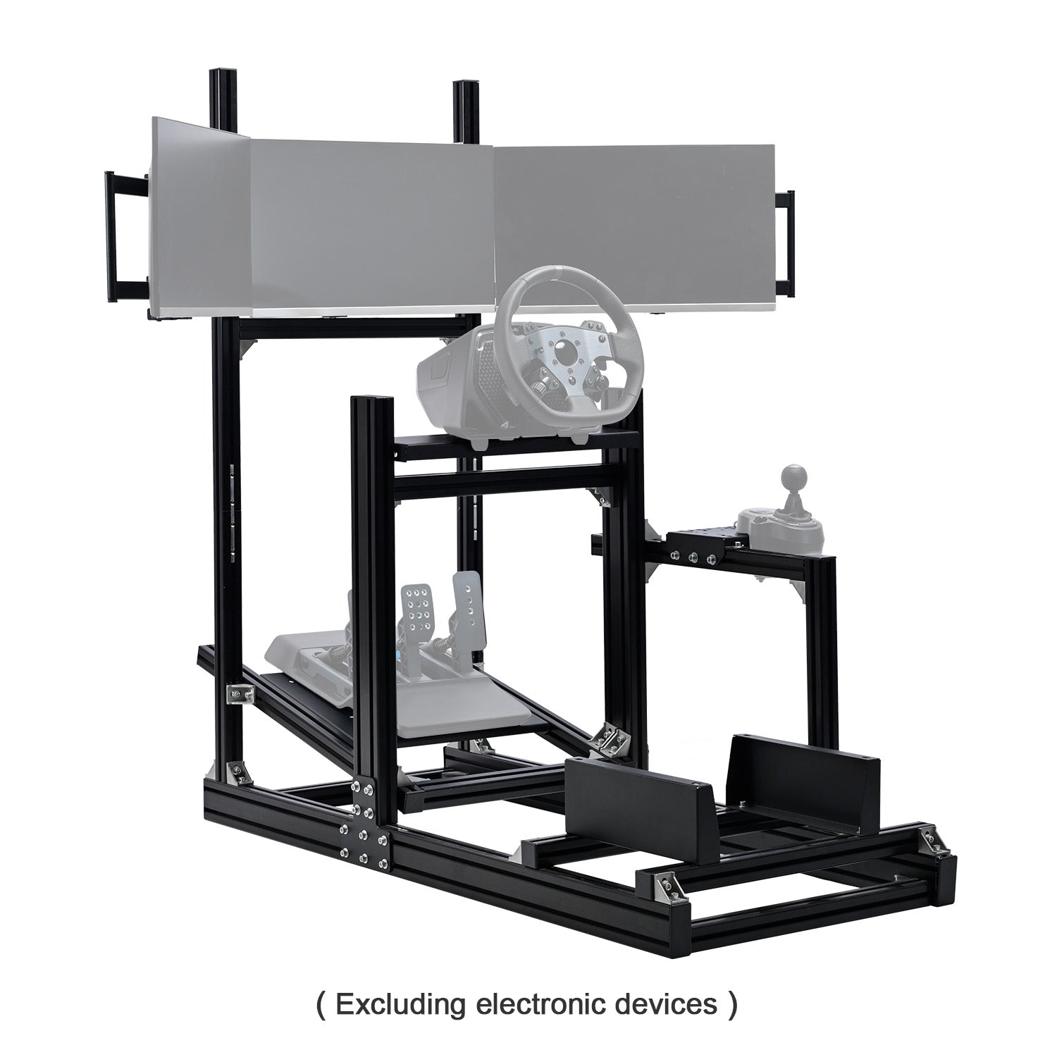Minneer 4080 Aluminum Profile Racing Simulator Cockpit with  Triple Monitor Mount, Unlimited Adjustment, Fit for Thrustmaster, Fanatec, Moza, Logitech G29 GPro, Not Include Steering Wheel,Pedals,Handbrake