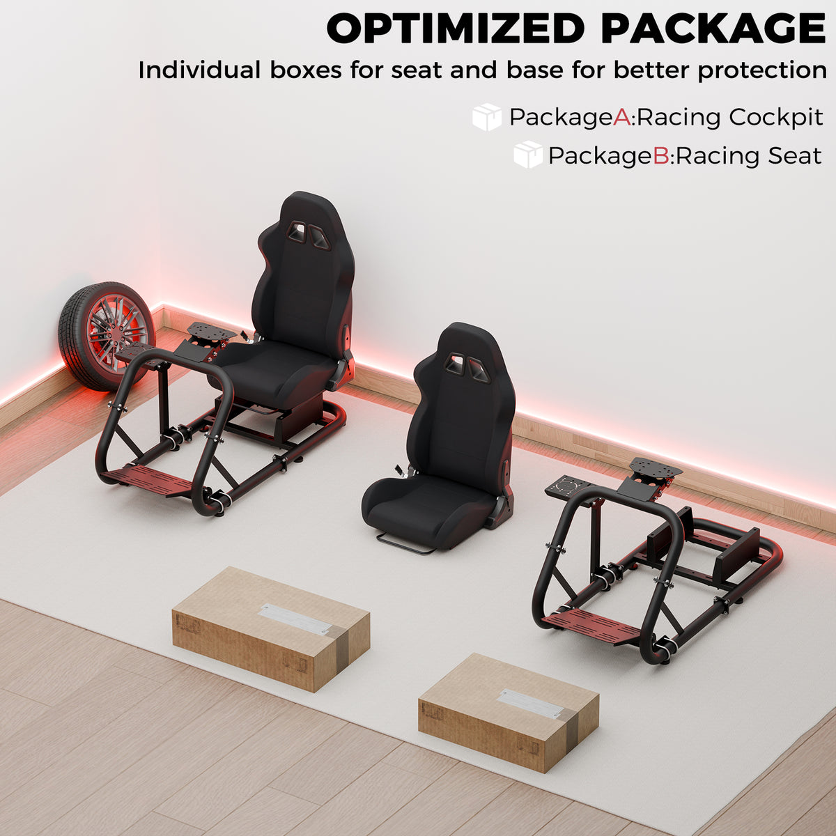 Minneer Driving Simulator Cockpit with Seat Fit Logitech Fanatec CSL-DD