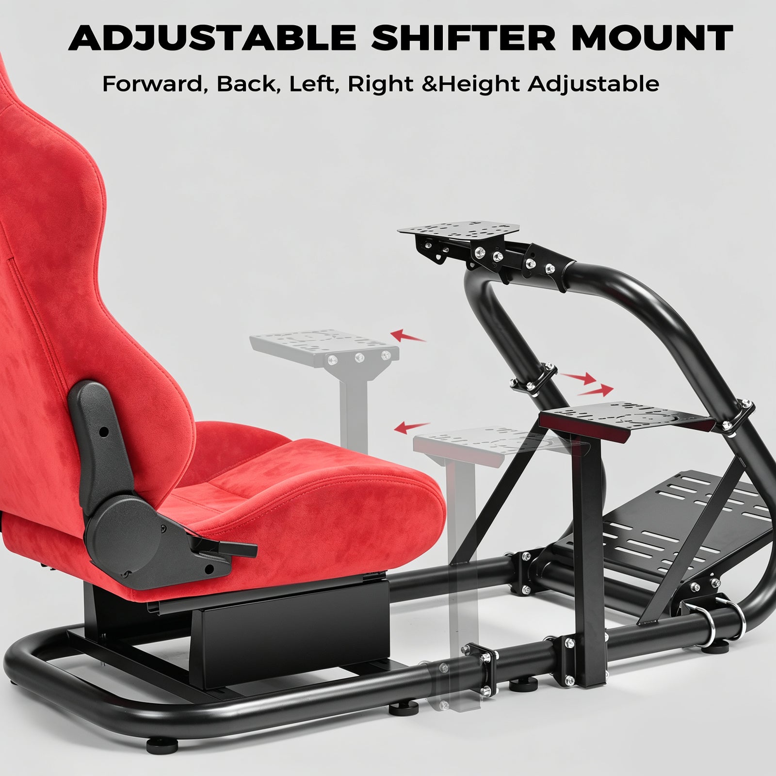 Minneer Racing Steering Wheel Stand with Red Suede Seat Fit for Logitech G29 G920, for Thrustmaster T248, for Fanatec,Gaming Simulator Cockpit, Wheel Pedal Handbrake Not Included