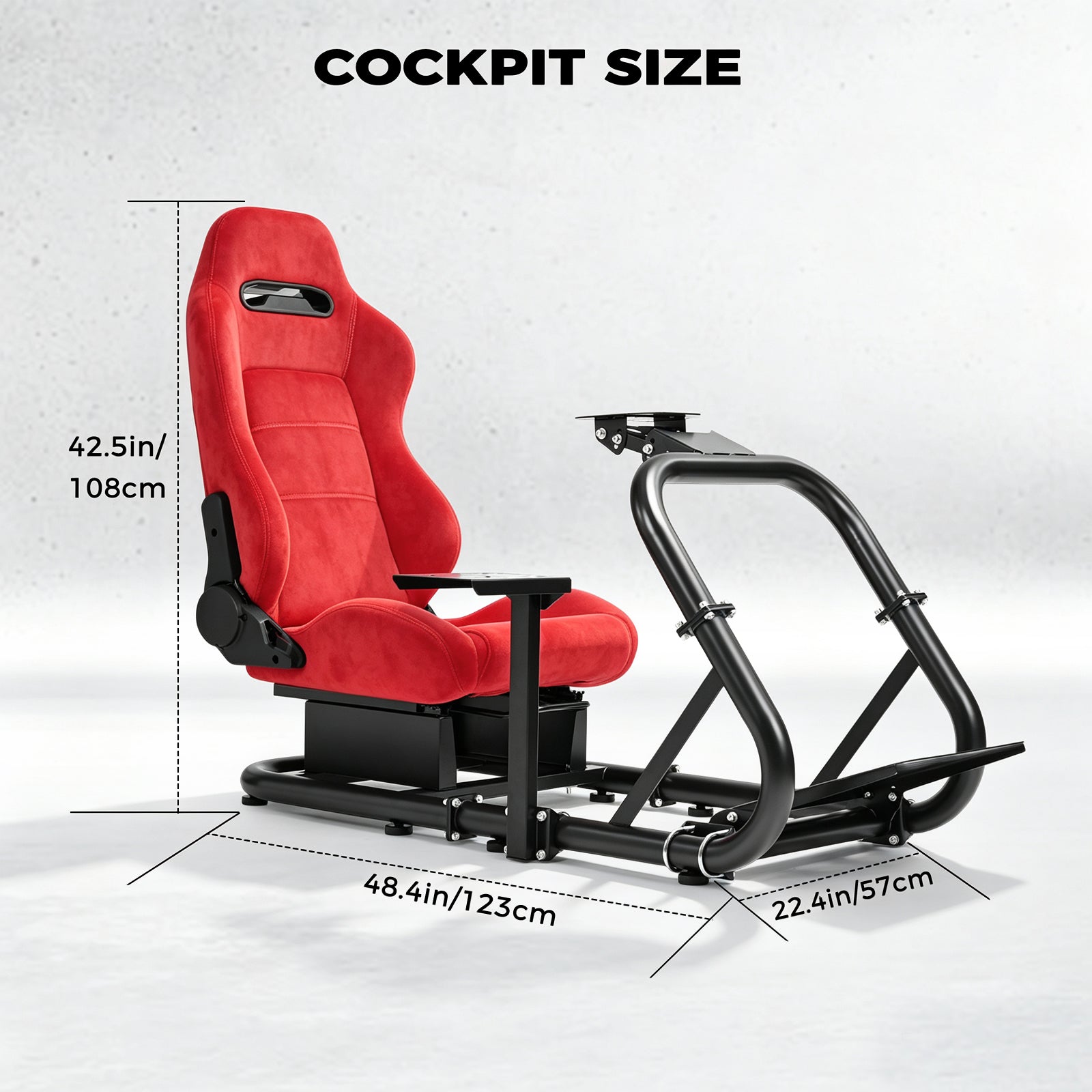 Minneer Racing Steering Wheel Stand with Red Suede Seat Fit for Logitech G29 G920, for Thrustmaster T248, for Fanatec,Gaming Simulator Cockpit, Wheel Pedal Handbrake Not Included
