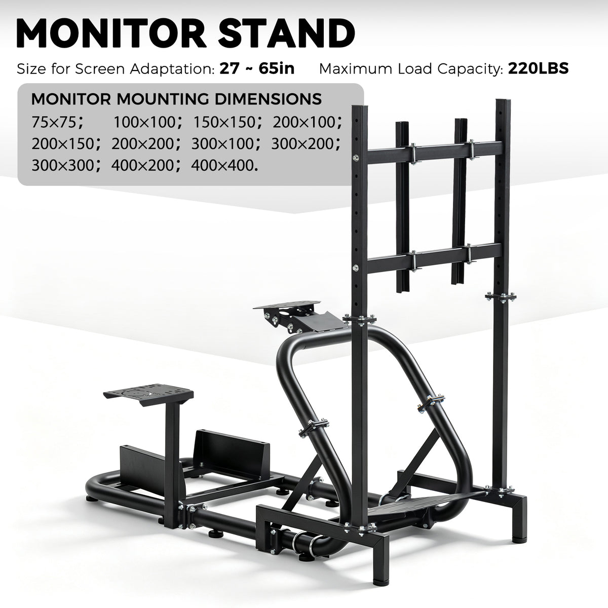 Minneer Racing Sim Mount with Monitor Stand Compatible with Logitech G29 G920, Thrustmaster T248, Fanatec, Professional Gaming Steering Wheel Mount, Seat, Steering Wheel and Foot Pedal Not Provided