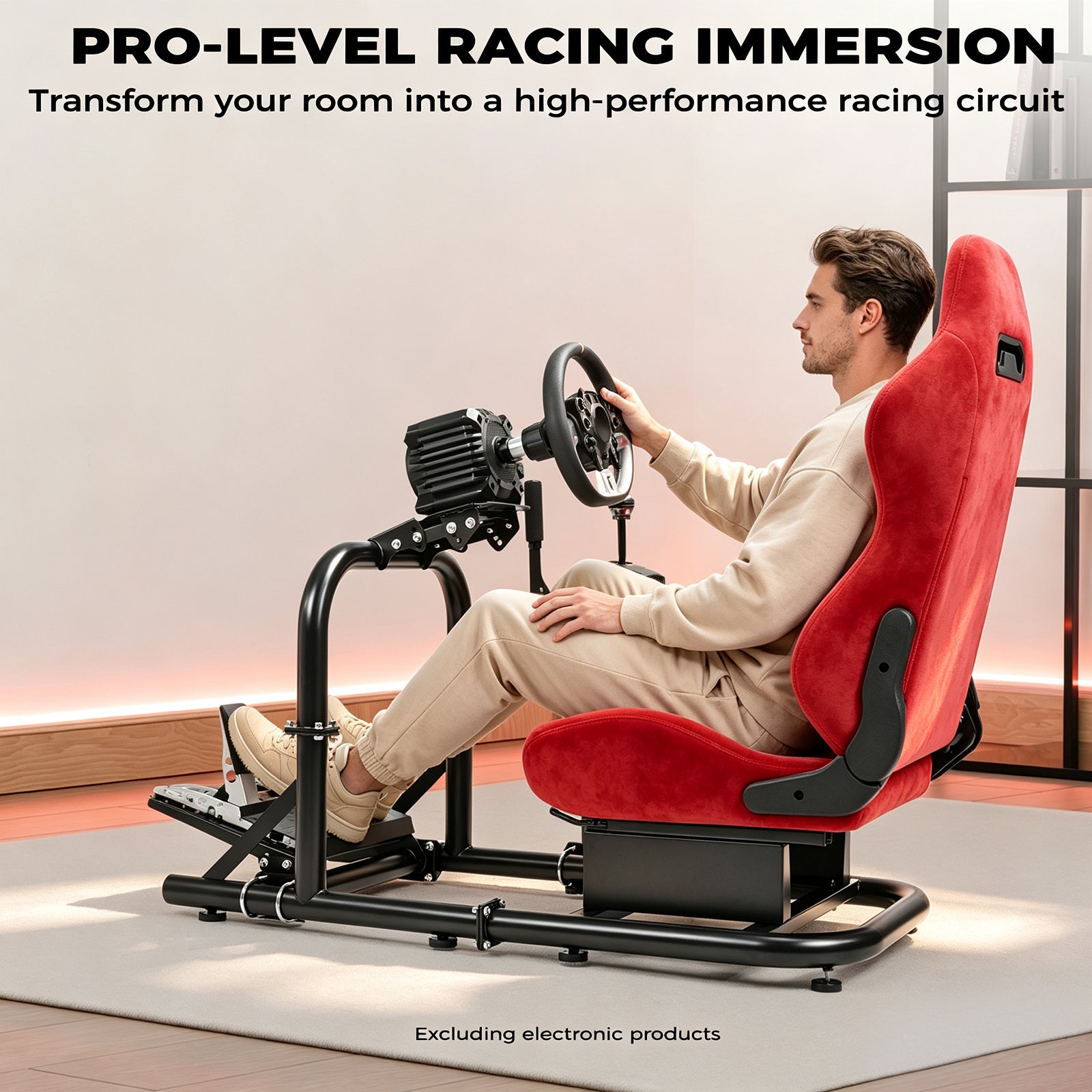 Minneer Racing Simulator Cockpit with Seat Fit Logitech G29 G920 Fanatec CSL-DD No Steering Wheel, Handbrake, Pedals