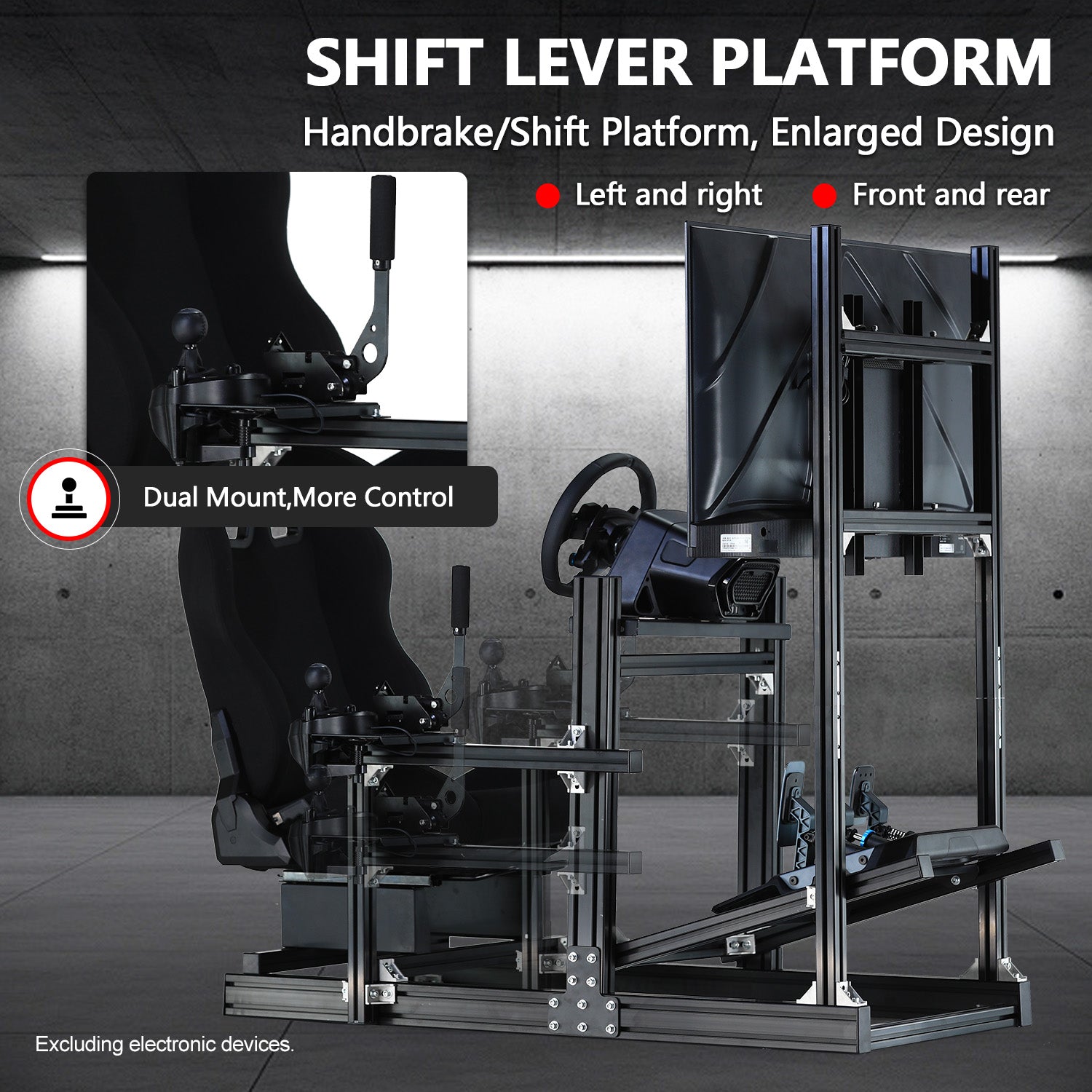 Minneer 4080 Aluminum  Profile Racing Sim Cockpit with Black Seat and Monitor stand, Ultra Strength & Rigidity, Fit for Logitech,Thrustmaster, Fanatec G29 G923 T248,  Not Include Steering Wheel,Pedals,Handbrake