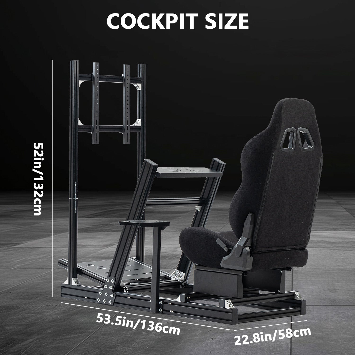 Minneer 4080 Aluminum Profile Racing Simulator Cockpit with Red Seat and Monitor Stand, Fully Adjustability, Fit  for Logitech G920 & G923, Xbox, Thrustmaster T300Rs, Sim Frame 8040, without Steering Wheel, Pedals, Handbrak and Monitor