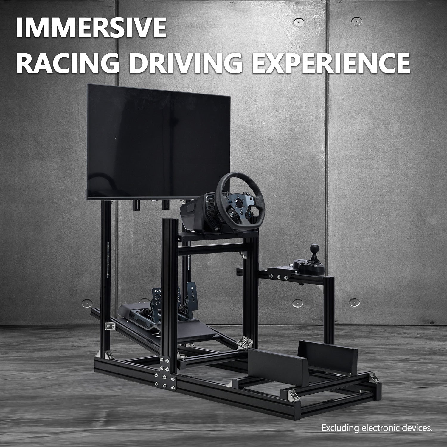 Minneer 4080 Aluminum Profile Racing Simulator Cockpit with Monitor Mount, Unlimited Adjustment, Fit for Thrustmaster, Fanatec, Moza, Logitech G29 GPro, Not Include Steering Wheel,Pedals,Handbrake
