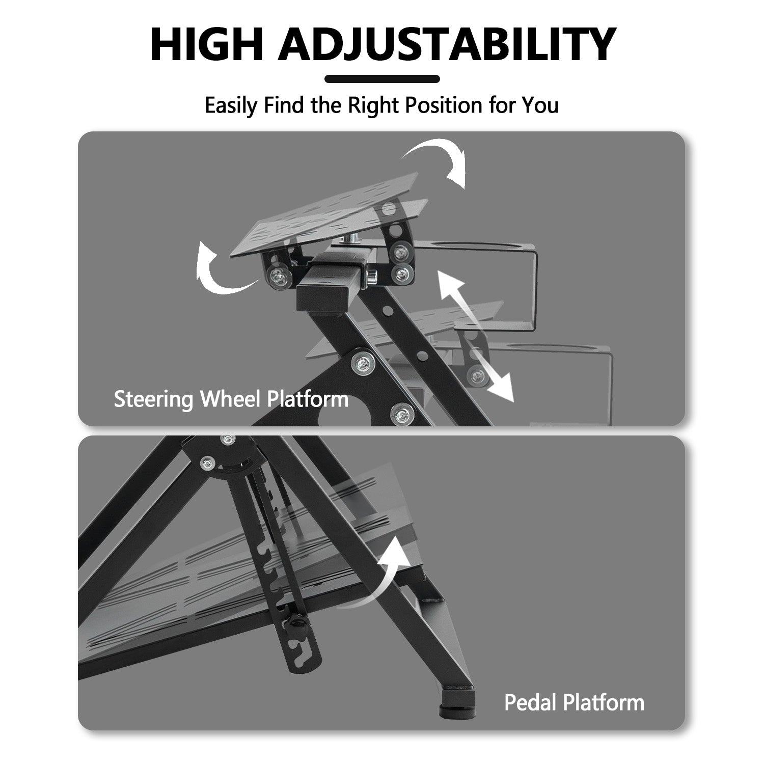 Minneer Foldable Racing Simulator Stand Fits for Logitech/Thrustmaster/Fanatec/Moza/PXN G29 G920 G923 R5 T248 T300 Adjustable Driving Steering Wheel Stand, Not Included Wheel Pedal