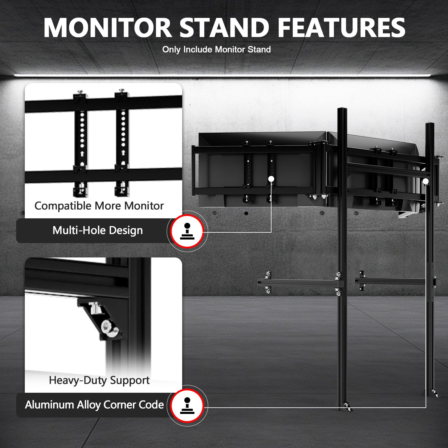 Minneer 3060 Aluminum Profile Cockpit Triple Monitor Stand for Racing Simulator Stand