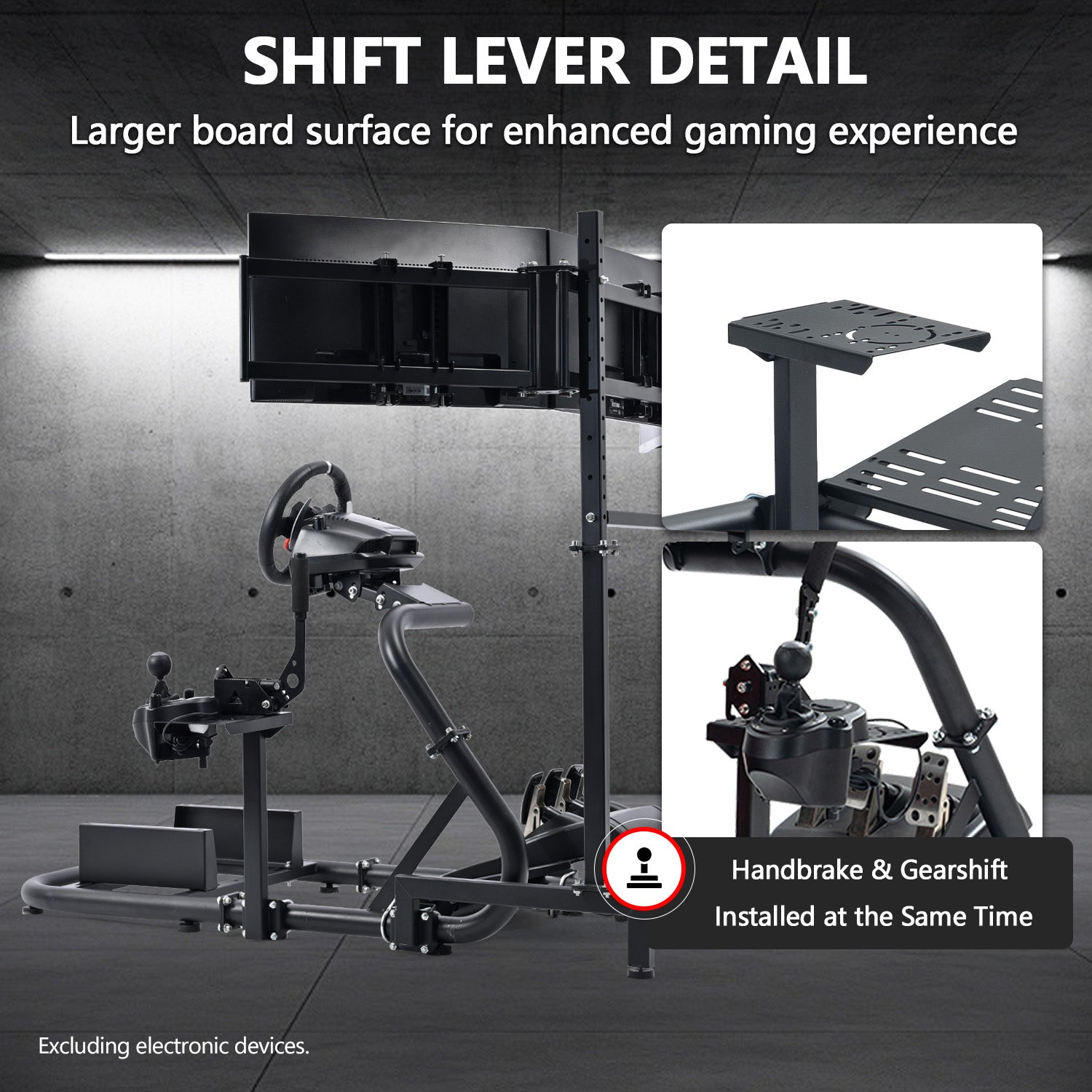 Minneer Racing Sim Cockpit with Triple Monitor Stand, Wide Compatibility, Fit for Logitech,Thrustmaster,G29 G923 T248,  Not Include Steering Wheel,Pedals,Handbrake