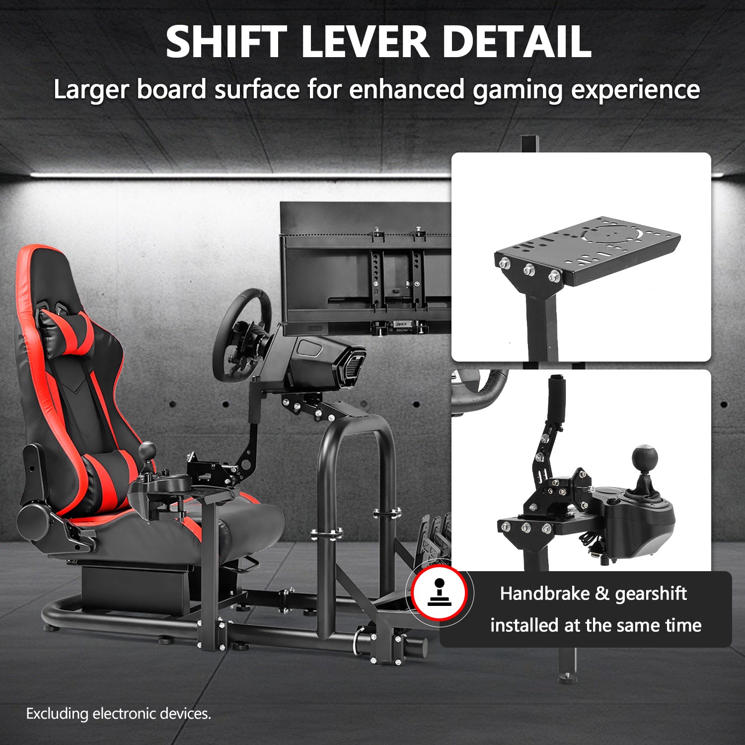 Minneer Racing Sim Cockpit with Triple Monitor Stand and Red Seat, Wide Compatibility, Fit for Logitech,Thrustmaster, Fanatec G29 G923 T248,  Not Include Steering Wheel,Pedals,Handbrake