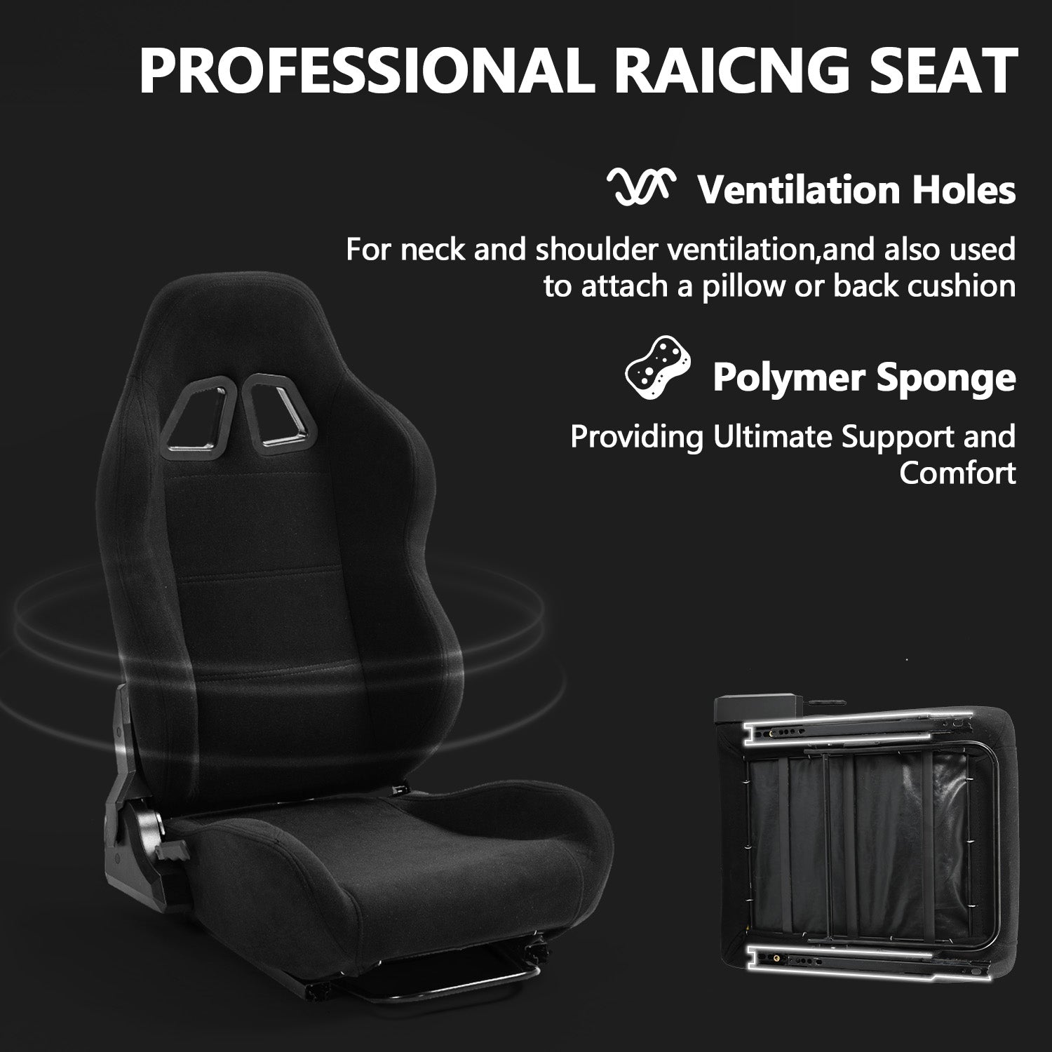 Minneer 4080 Aluminum Racing Simulator Cockpit with Black Seat and Triple Monitor Stand, Fully Adjustability, Fit for Logitech, Thrustmaster, Fanatec G29 G920 T248, Not Include Steering Wheel,Pedals,Handbrake,Monitor