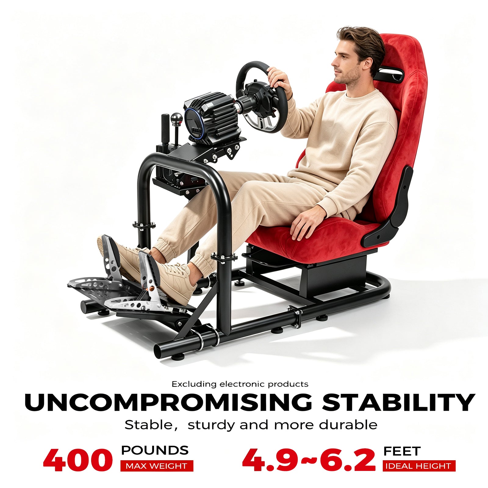 Minneer Racing Simulator Cockpit with Seat Fit Logitech G29 G920 Fanatec CSL-DD No Steering Wheel, Handbrake, Pedals