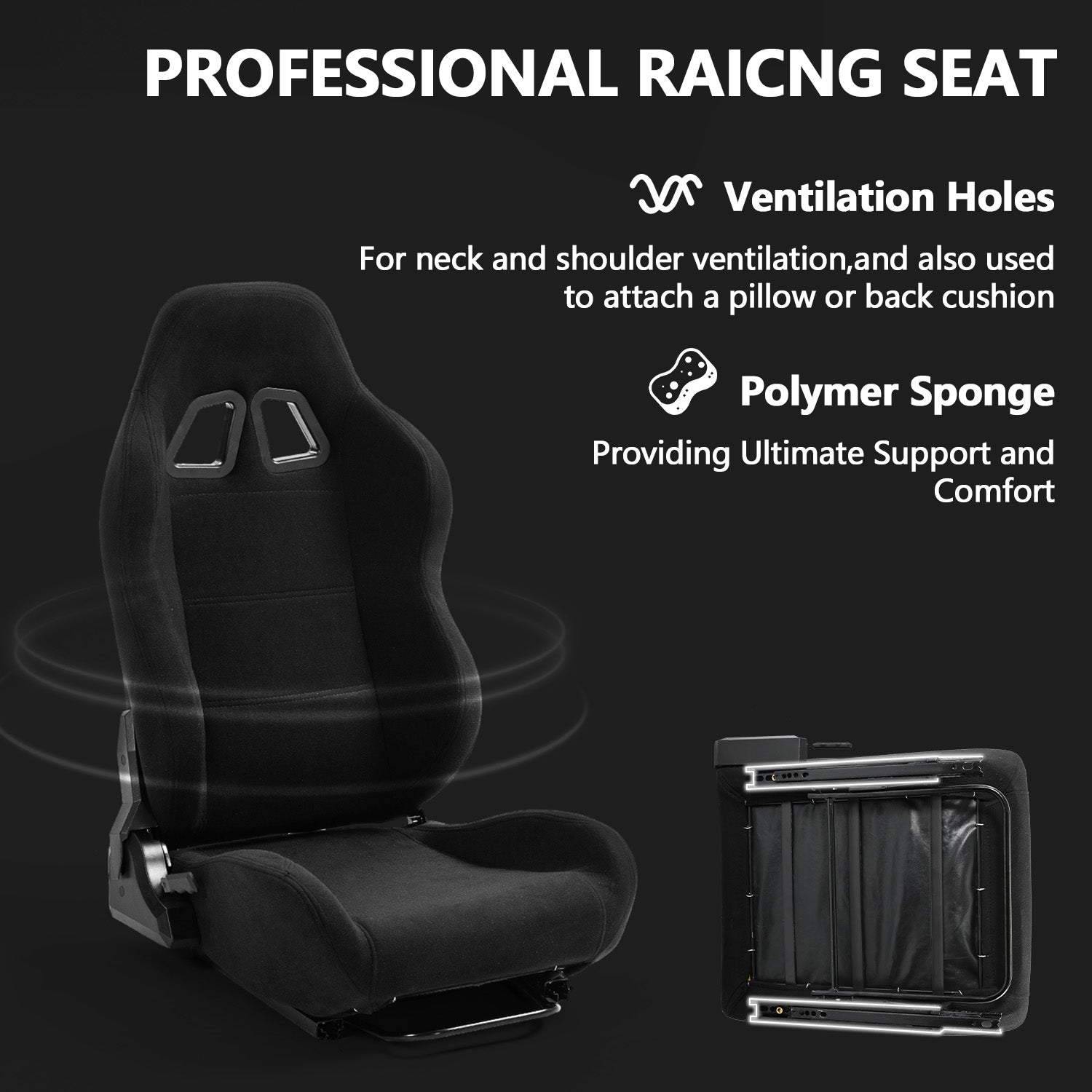 Minneer Racing Sim Cockpit with Triple Monitor Stand and Black Seat, Wide Compatibility, Fit for Logitech,Thrustmaster, Fanatec G29 G923 T248,  Not Include Steering Wheel,Pedals,Handbrake