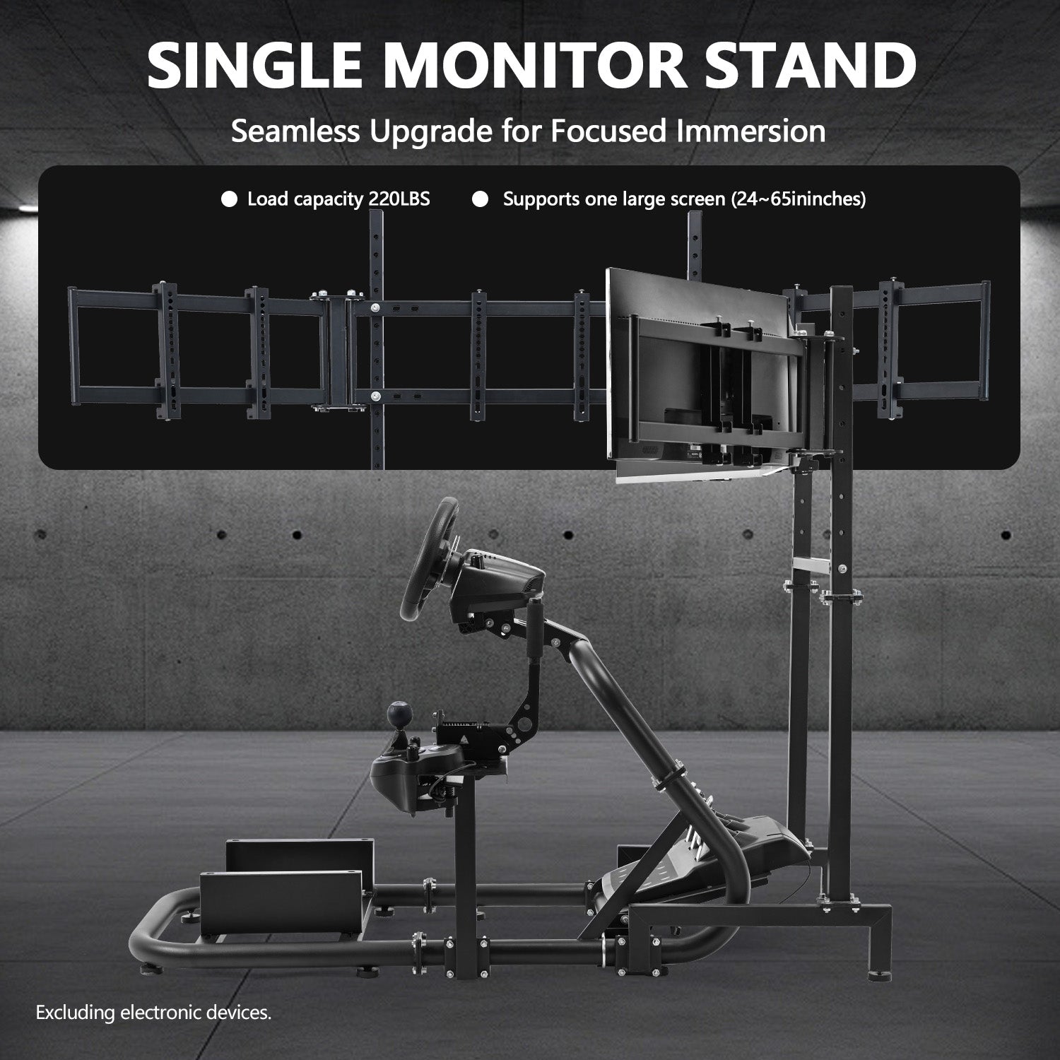 Minneer Racing Sim Cockpit with Triple Monitor Stand, Wide Compatibility, Fit for Logitech,Thrustmaster,G29 G923 T248,  Not Include Steering Wheel,Pedals,Handbrake