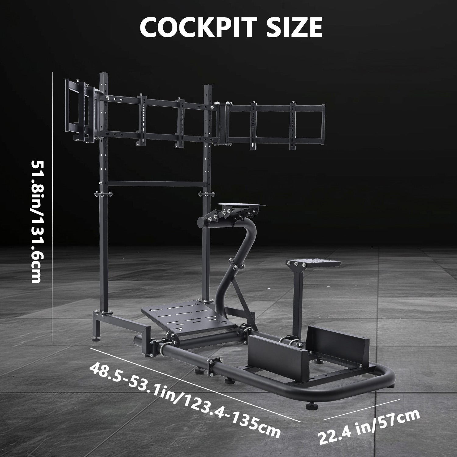 Minneer Racing Sim Cockpit with Triple Monitor Stand, Wide Compatibility, Fit for Logitech,Thrustmaster,G29 G923 T248,  Not Include Steering Wheel,Pedals,Handbrake