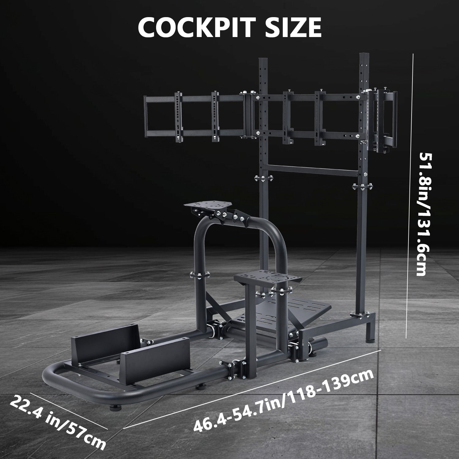 Minneer Driving Simulator Cockpit with Triple Monitor Mount ,Fully Adjustability, Fit for Logitech,Thrustmaster, Fanatec G29 G923 T248,  Not Include Steering Wheel,Pedals,Handbrake