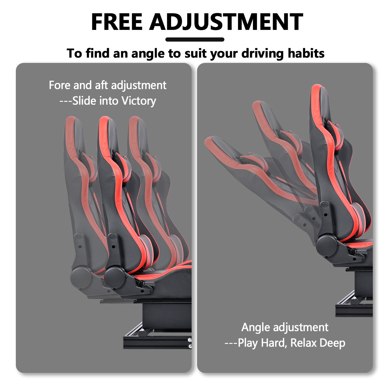 Minneer 3060 Aluminum Profiles Racing Simulator Cockpit with Red Seat and Triple Monitor Stand , Fully Adjustable, Fit for Logitech G29 G923, Steering Wheel, Pedals, and Hand Brake Not Included