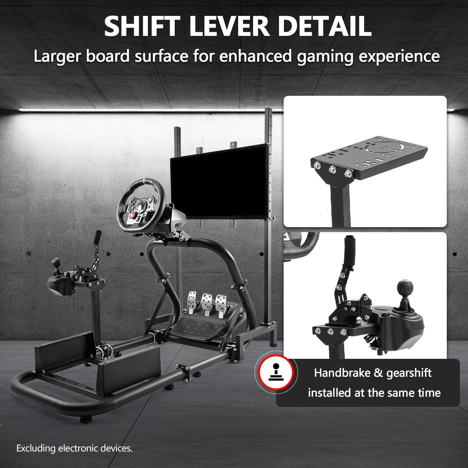 Minneer Racing Sim Mount with Monitor Stand Compatible with Logitech G29 G920, Thrustmaster T248, Fanatec, Professional Gaming Steering Wheel Mount, Seat, Steering Wheel and Foot Pedal Not Provided